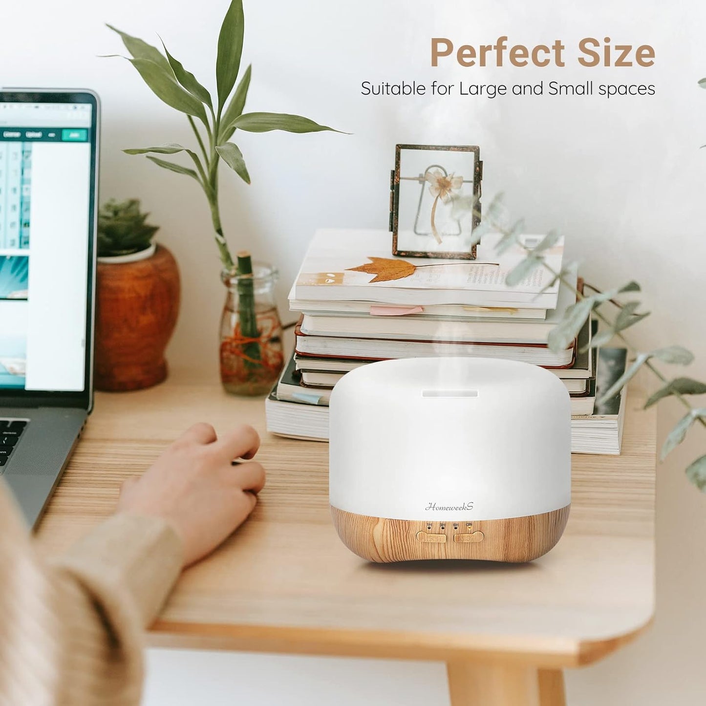 Homeweeks 300ml Essential Oil Diffuser, Quiet Aromatherapy Mist Diffus