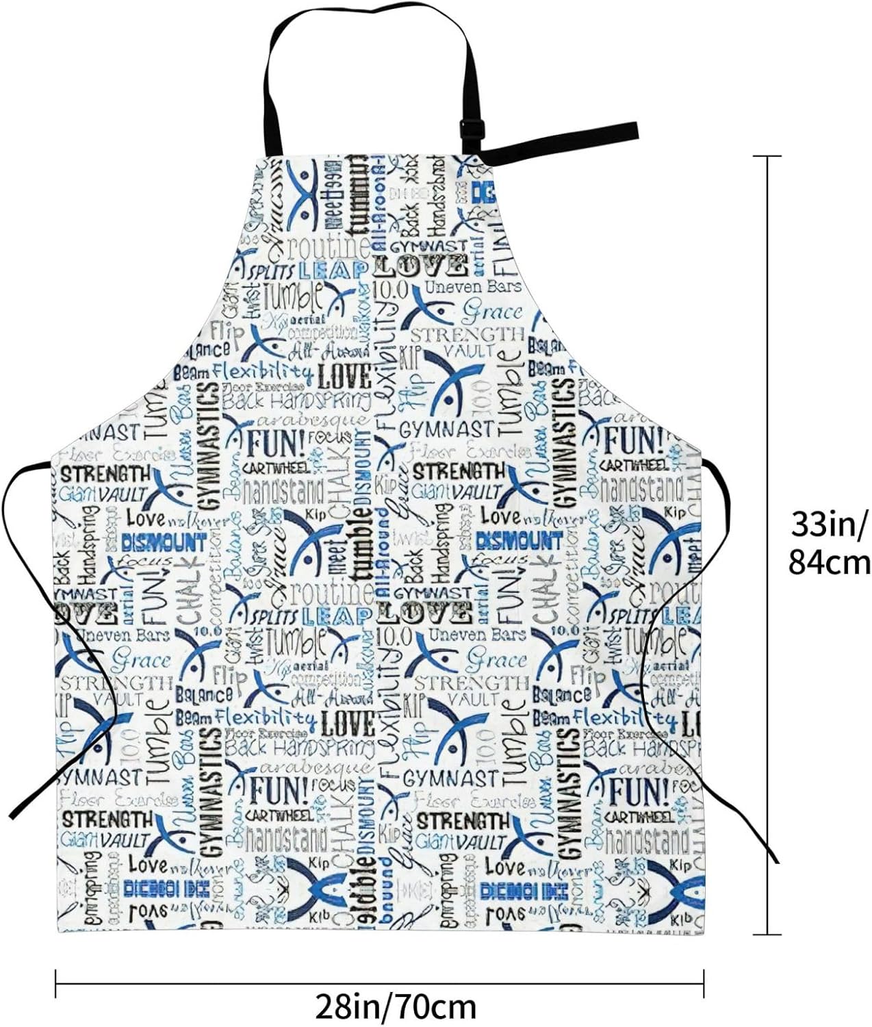 Gymnastics Blue print Waterproof apron with pocket adjustable cooking apron for adult kitchen bibs to bake
