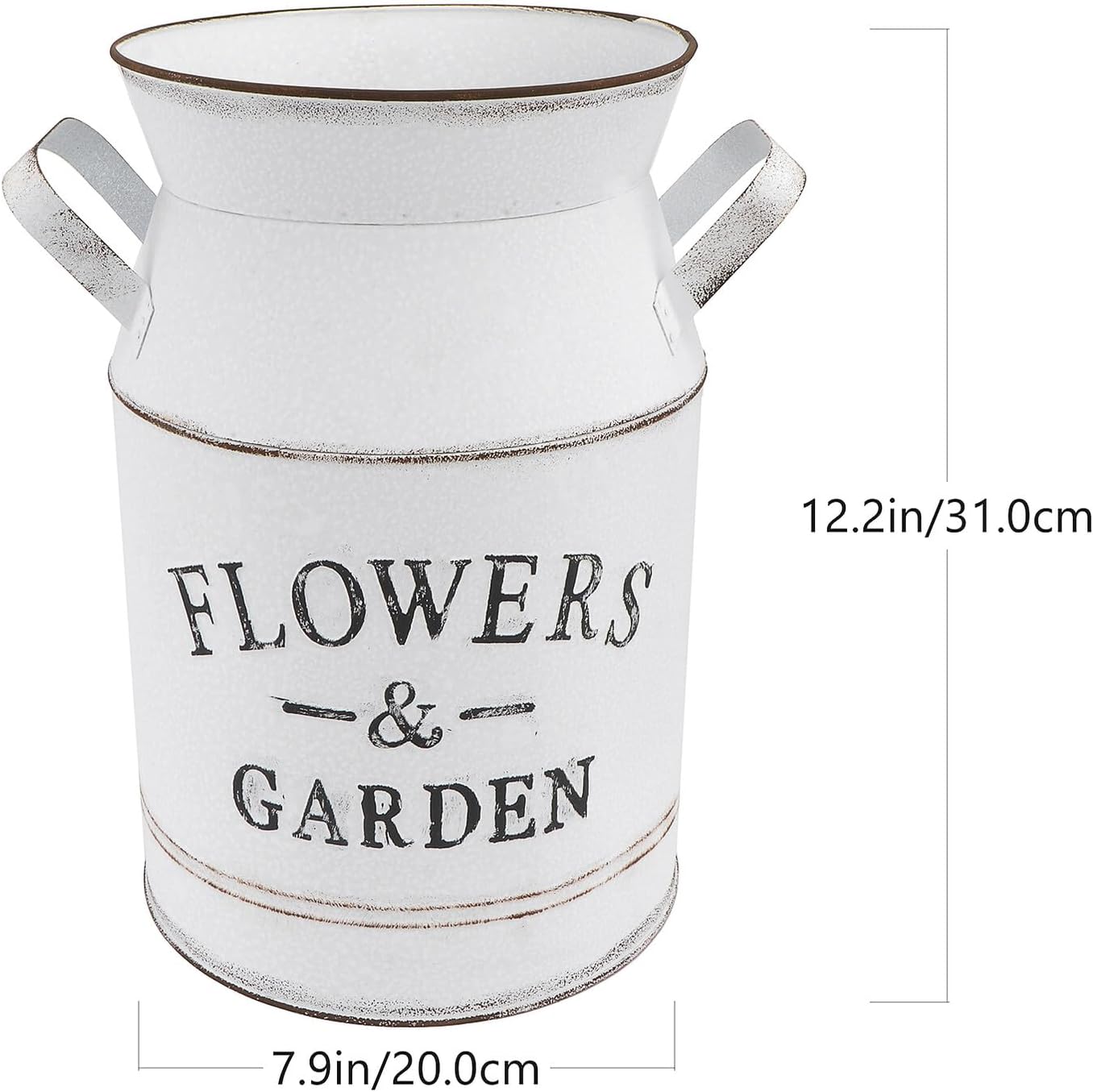 Milisten Vintage Metal Flower Bucket Vase Large Retro Letter Pattern D