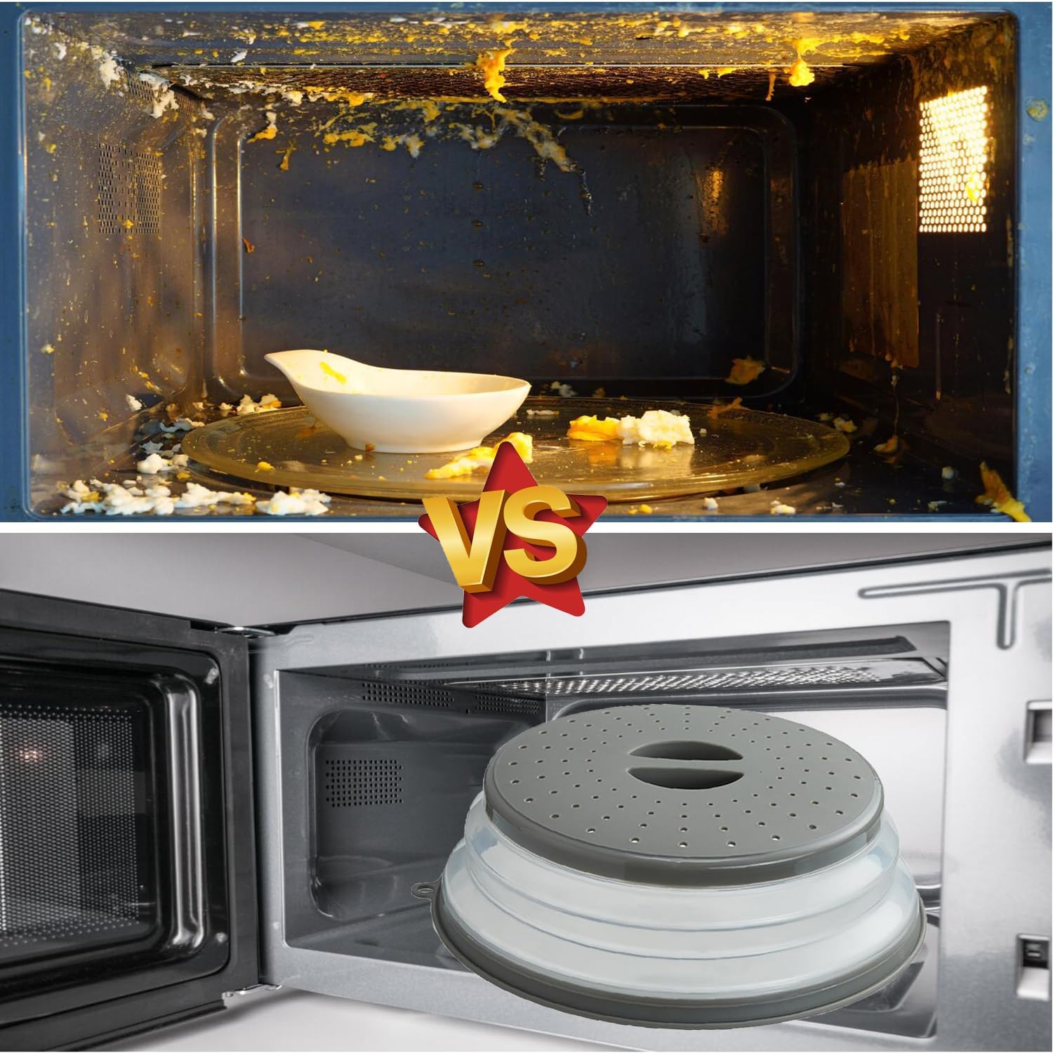 Microwave Splatter Cover Vented for Food, Splatter Guard & Colander Ki