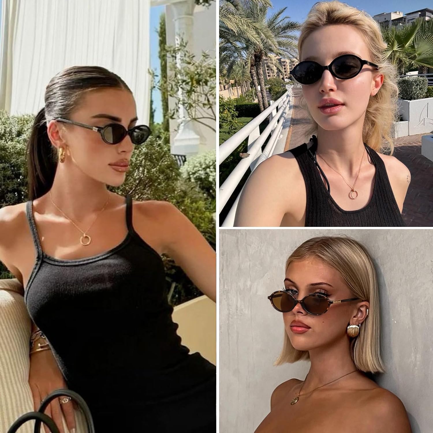 Retro Oval Sunglasses for Women Vintage 90s Y2K Trendy Designer Sun Gl