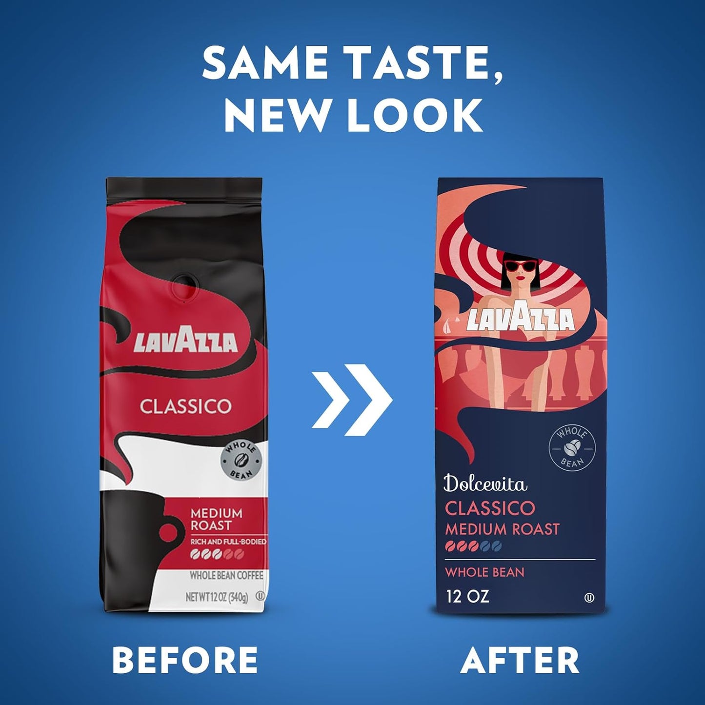 Lavazza Dolcevita Classico 원두 커피 355ml(12온스) 백, 미디엄 로스트, 리치 앤 풀 바디, 강도