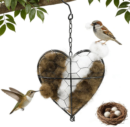 Handmade Alpaca Fiber Bird Nesting Heart,Refillable Hummingbird Nest H