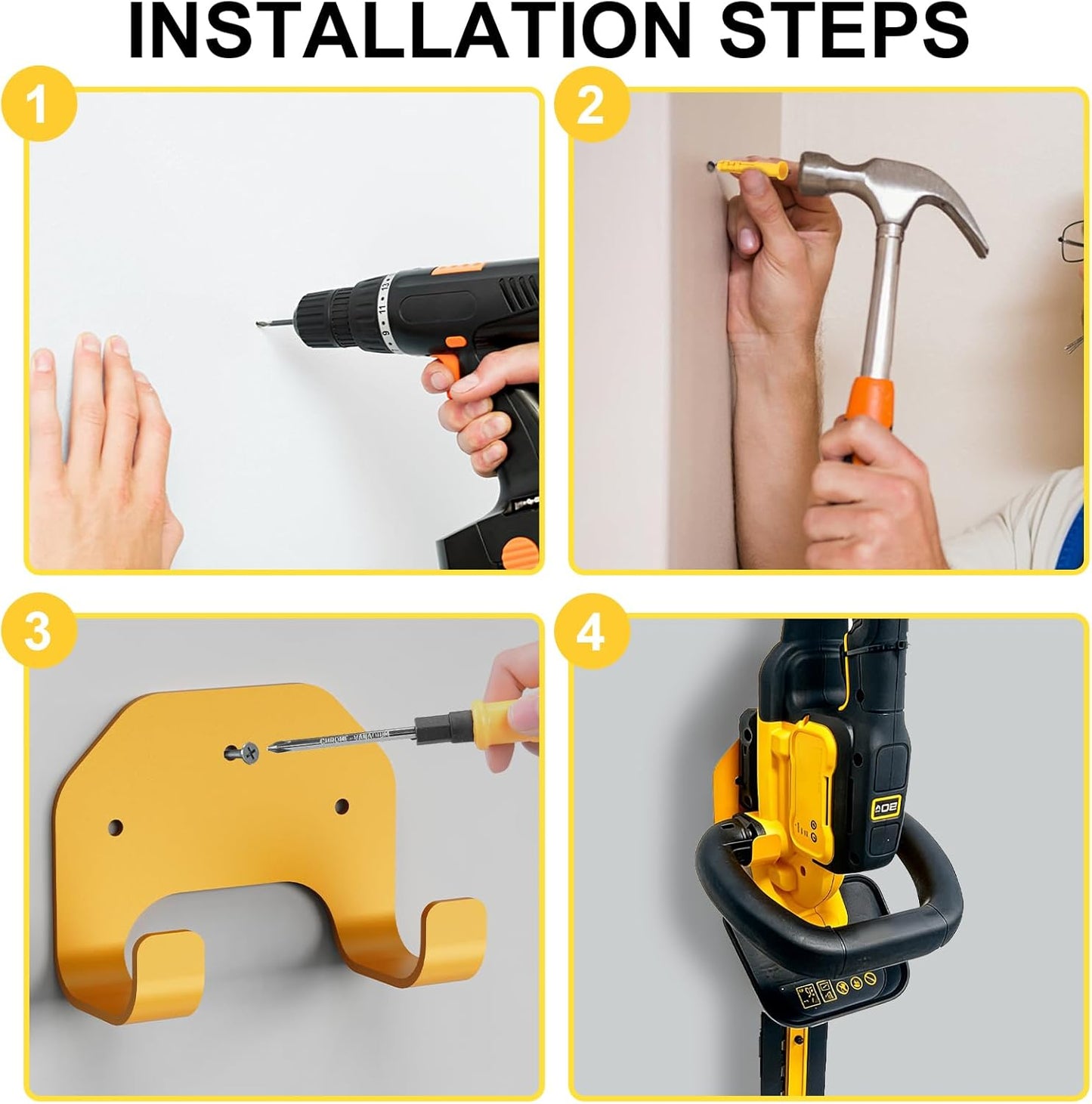 Hedge Trimmer Rack, Wall-Mounted Tool Hanger Compatible with DCHT820B 