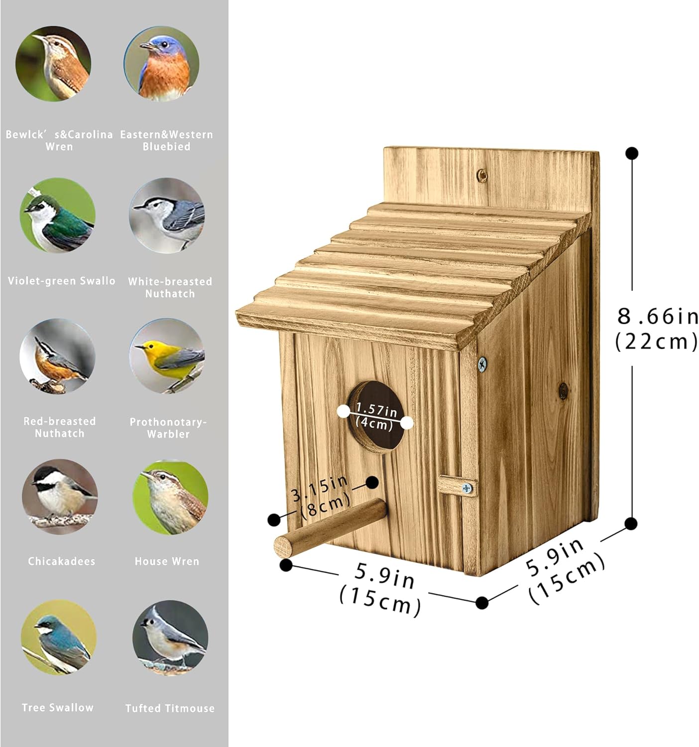 Bird Houses for Outside，Wooden Birdhouse with Open House Design - Perf