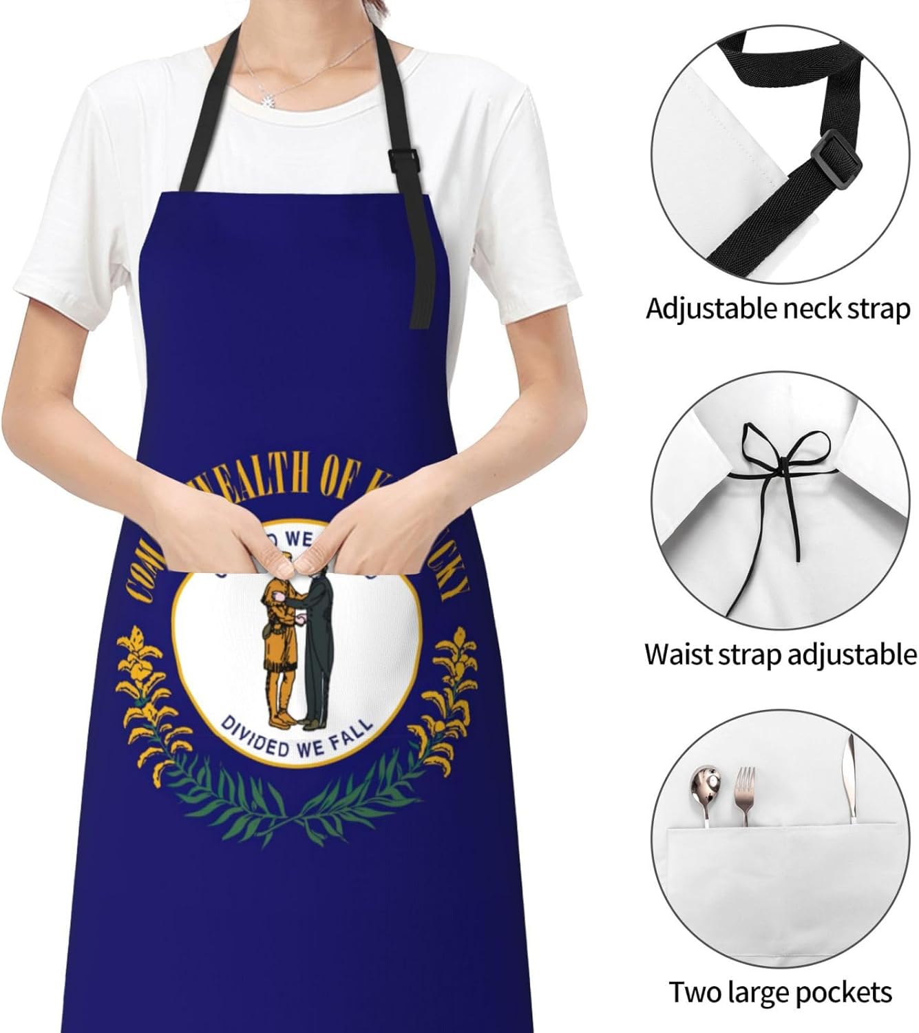 Kentucky State Flag Print Laundry apron 28x33 In Waterproof Kitchen Ap