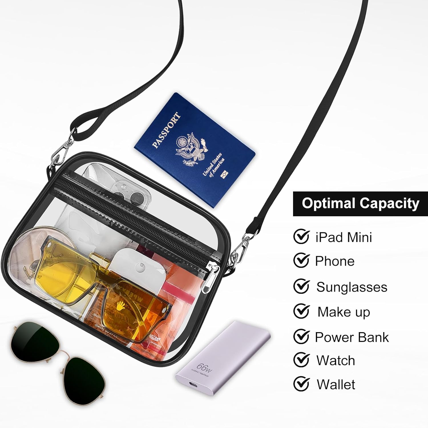 Clear Bag for Stadium Events Clear Sports Fan Handbags Purses with Adj