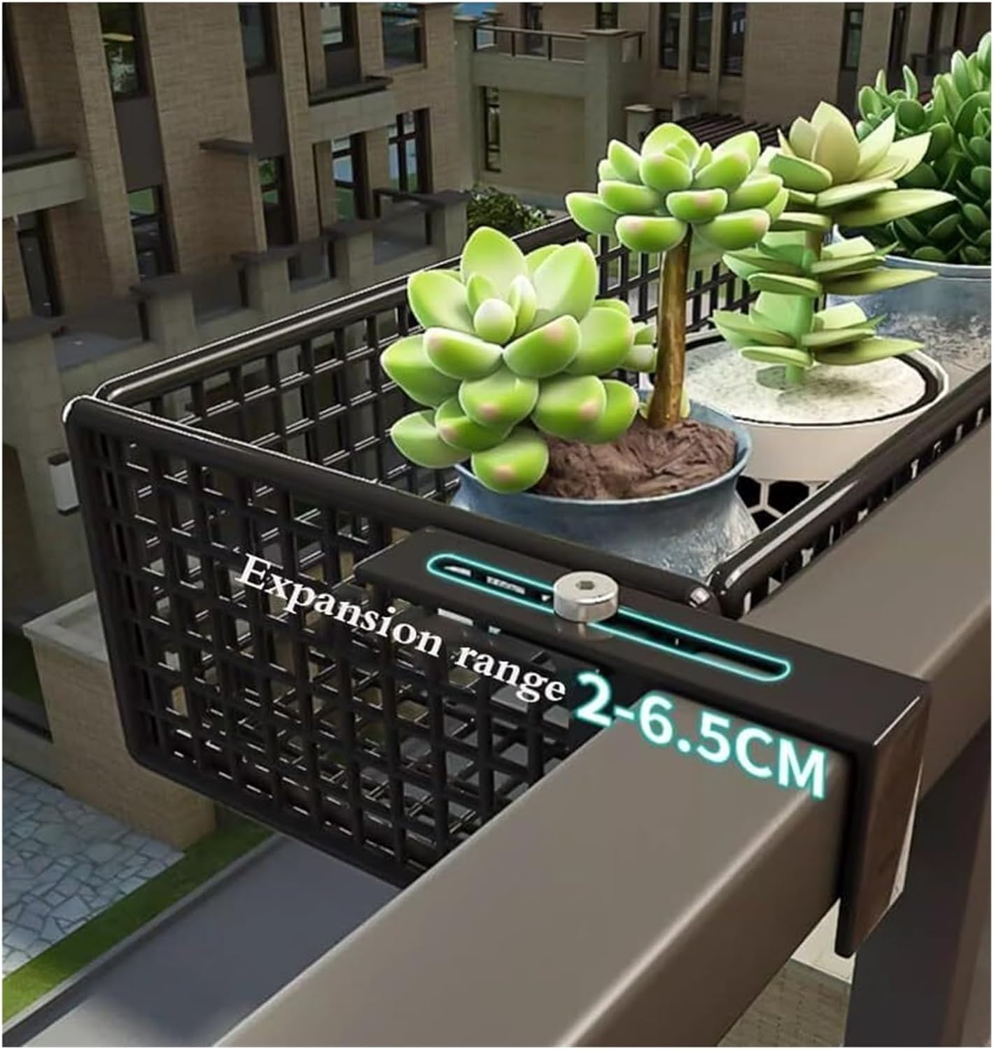 Black Railing Planter, Fence & Balcony Window Sill Flower Pot Holder, 