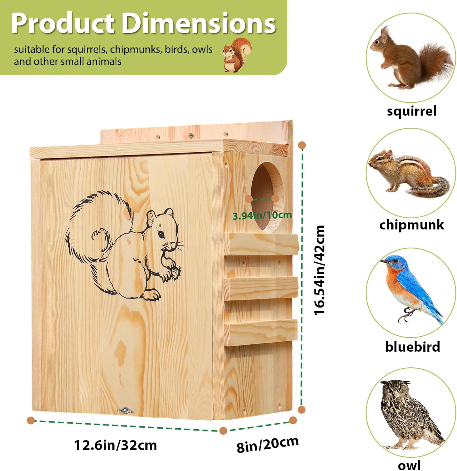 Squirrel House for Outside, Nesting Box with Predator Guard, Weatherpr