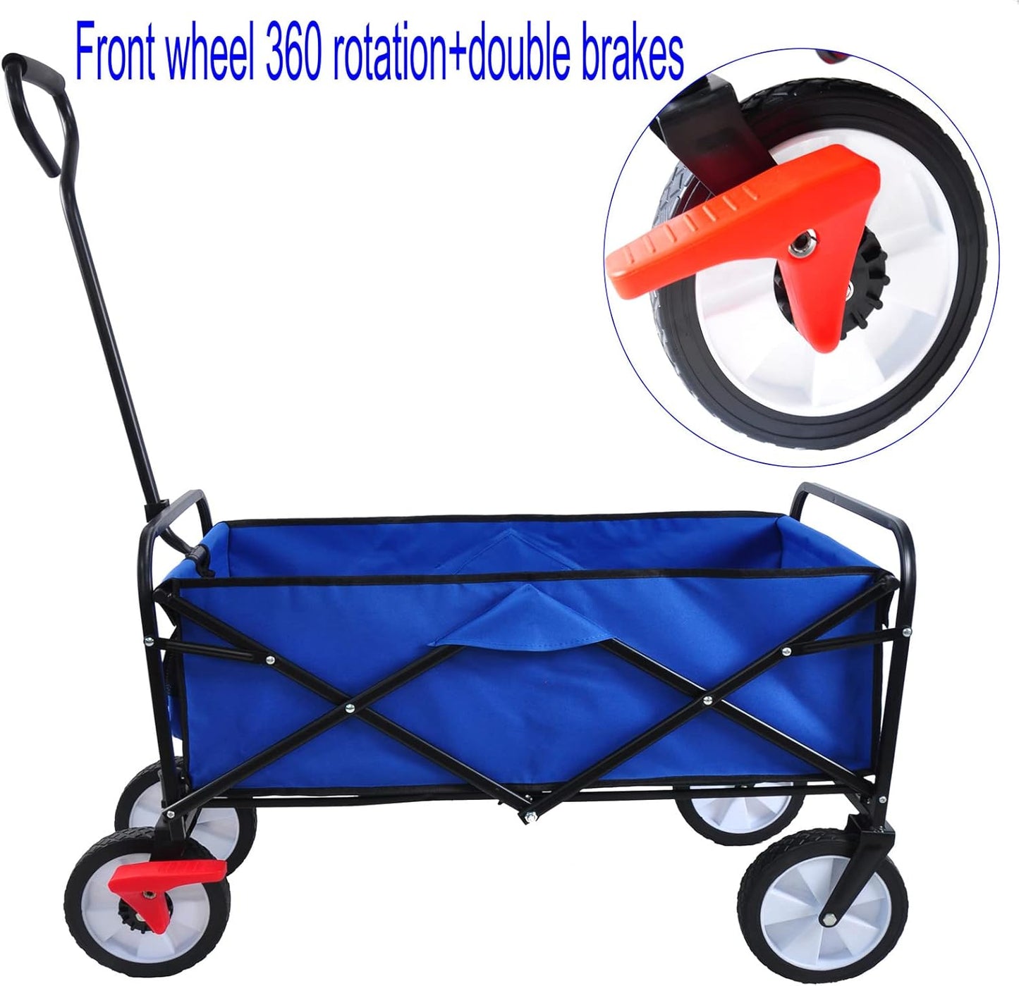Folding Wagon Cart Collapsible Outdoor Utility Wagon with All Terrain 