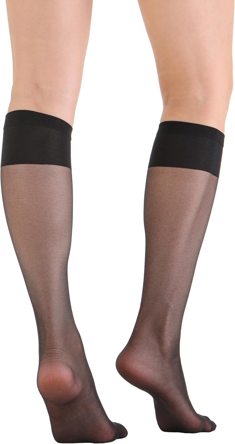 EVERSWE 6 Pairs Women's Sheer Knee High Stockings 15D