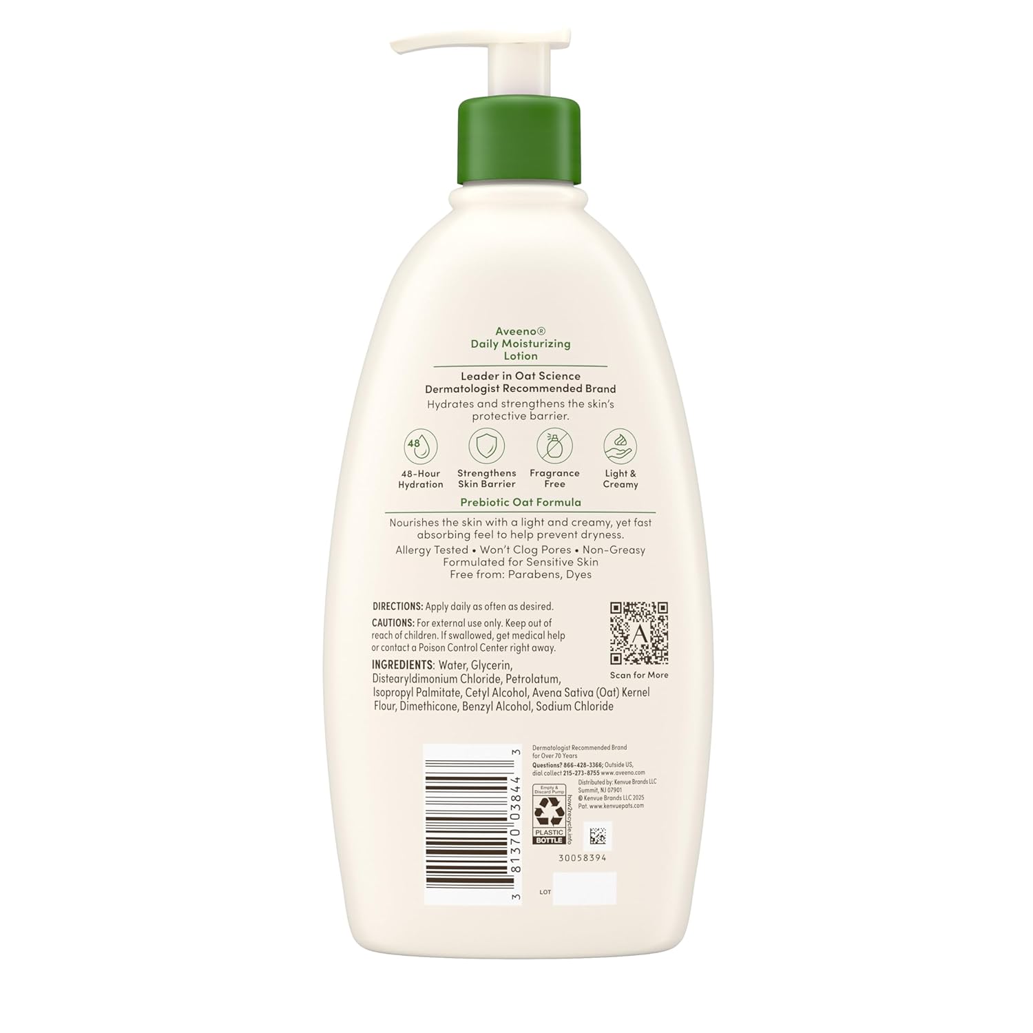 Aveeno Daily Moisturizing Body Lotion, Body Lotion for Dry Skin with P