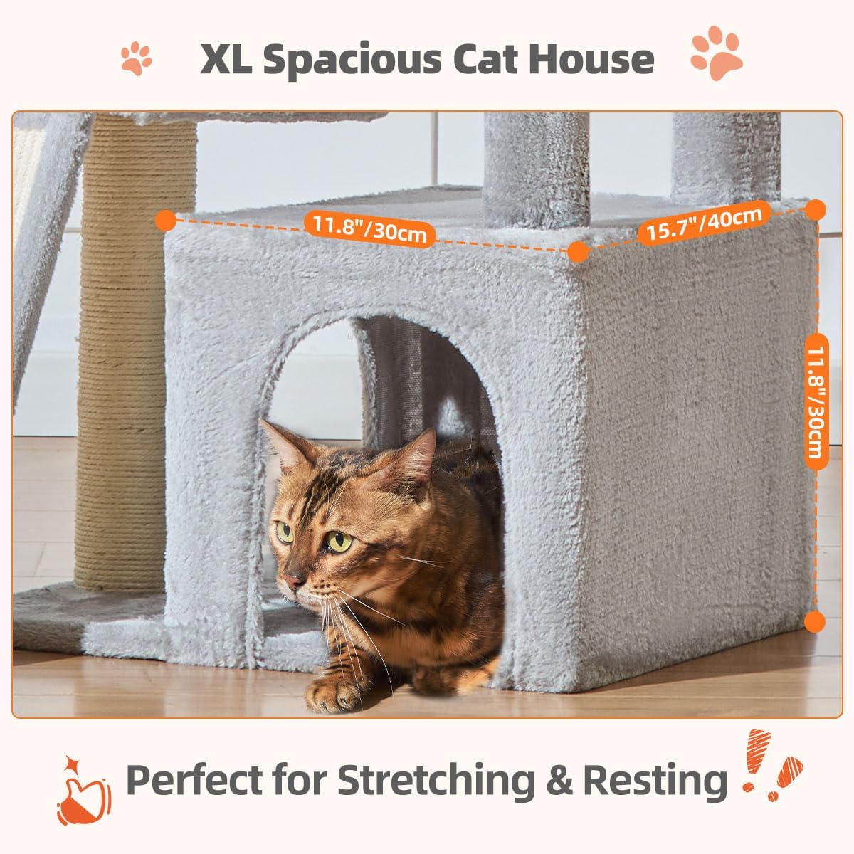 Taoqimiao Cat Tree for Indoor Cats, 55.1In Sturdy Cat Tower, Large Pla