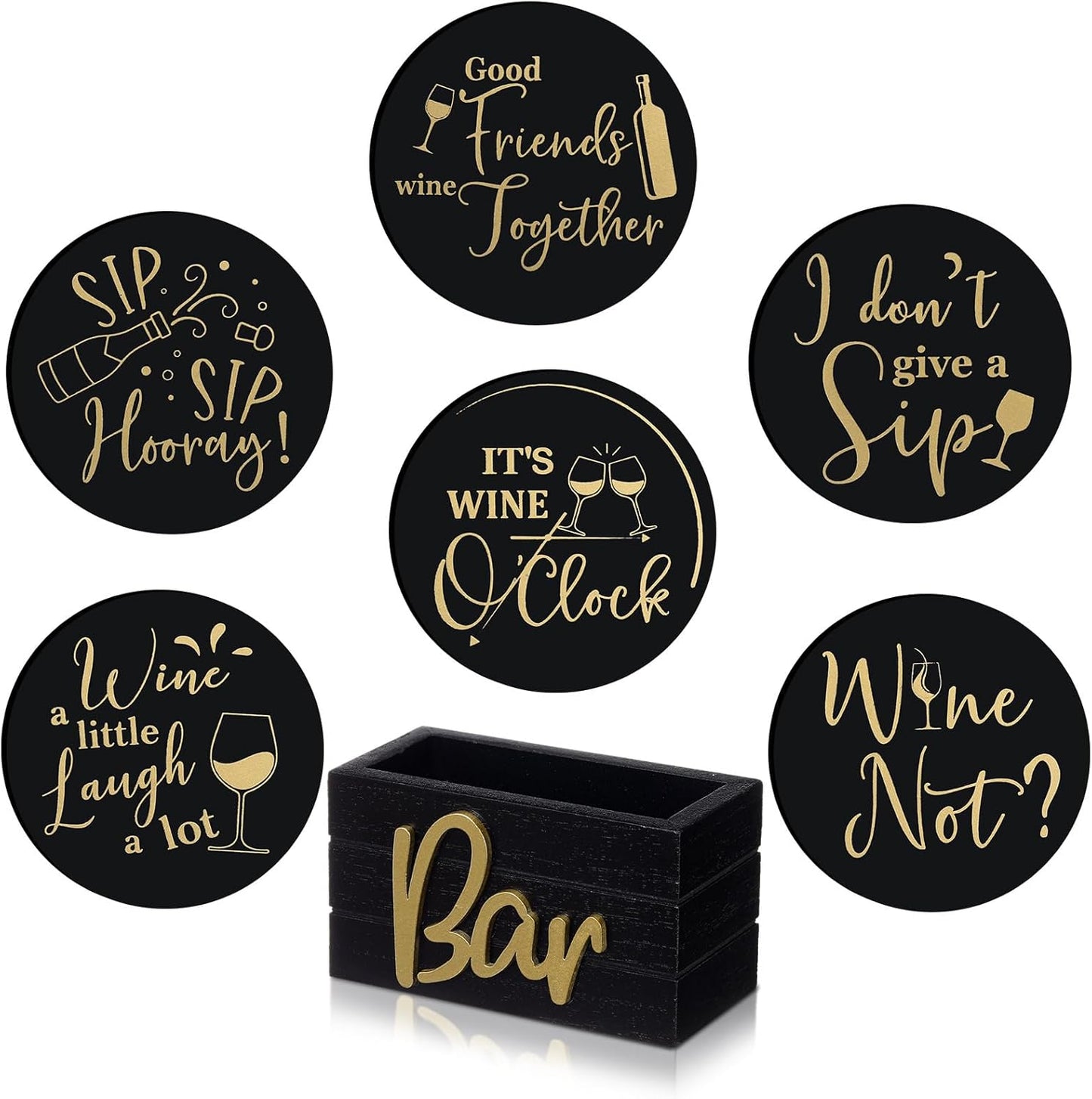 Wine Gifts Coasters for Women Set of 6 Wine Accessories for Lovers Hou