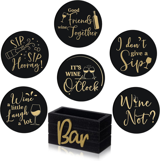 Wine Gifts Coasters for Women Set of 6 Wine Accessories for Lovers Hou