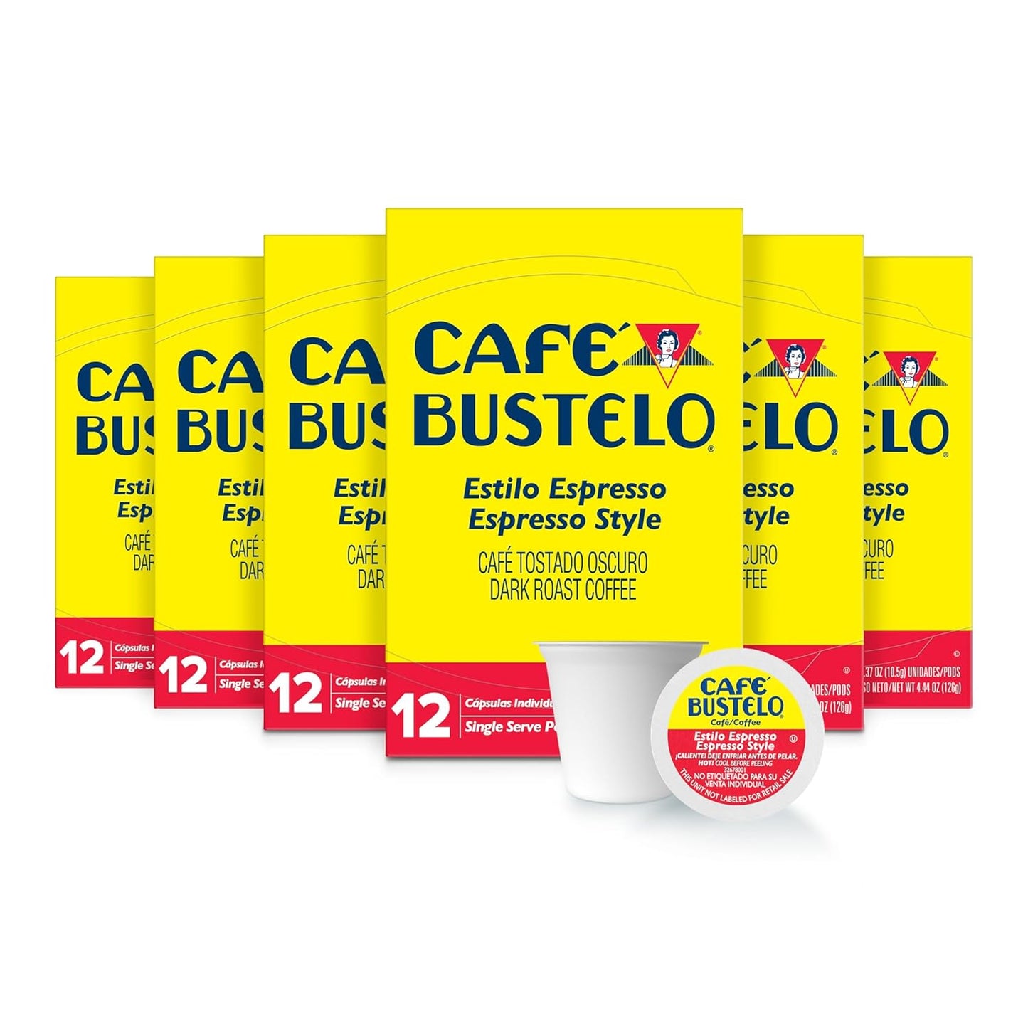 Café Bustelo Espresso Style, Dark Roast Coffee,12 Count Boxes (Pack of 6)