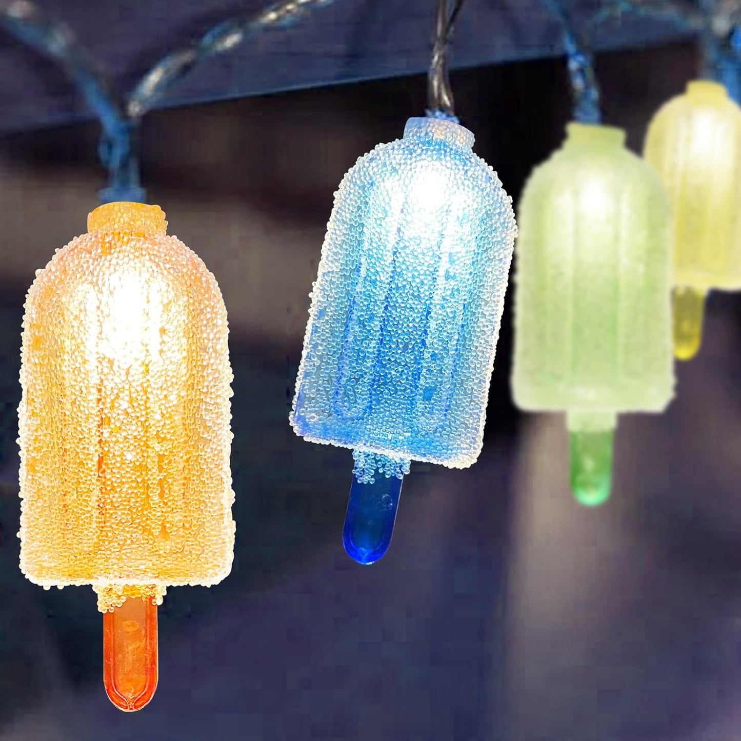 Abeja Popsicle Decorations String Lights, 8.5Ft Colorful Ice Cream Patio String Lights with 10 Popsicle Shaped Lights for Garden Bedroom Summer Theme Beach Decorative Lights