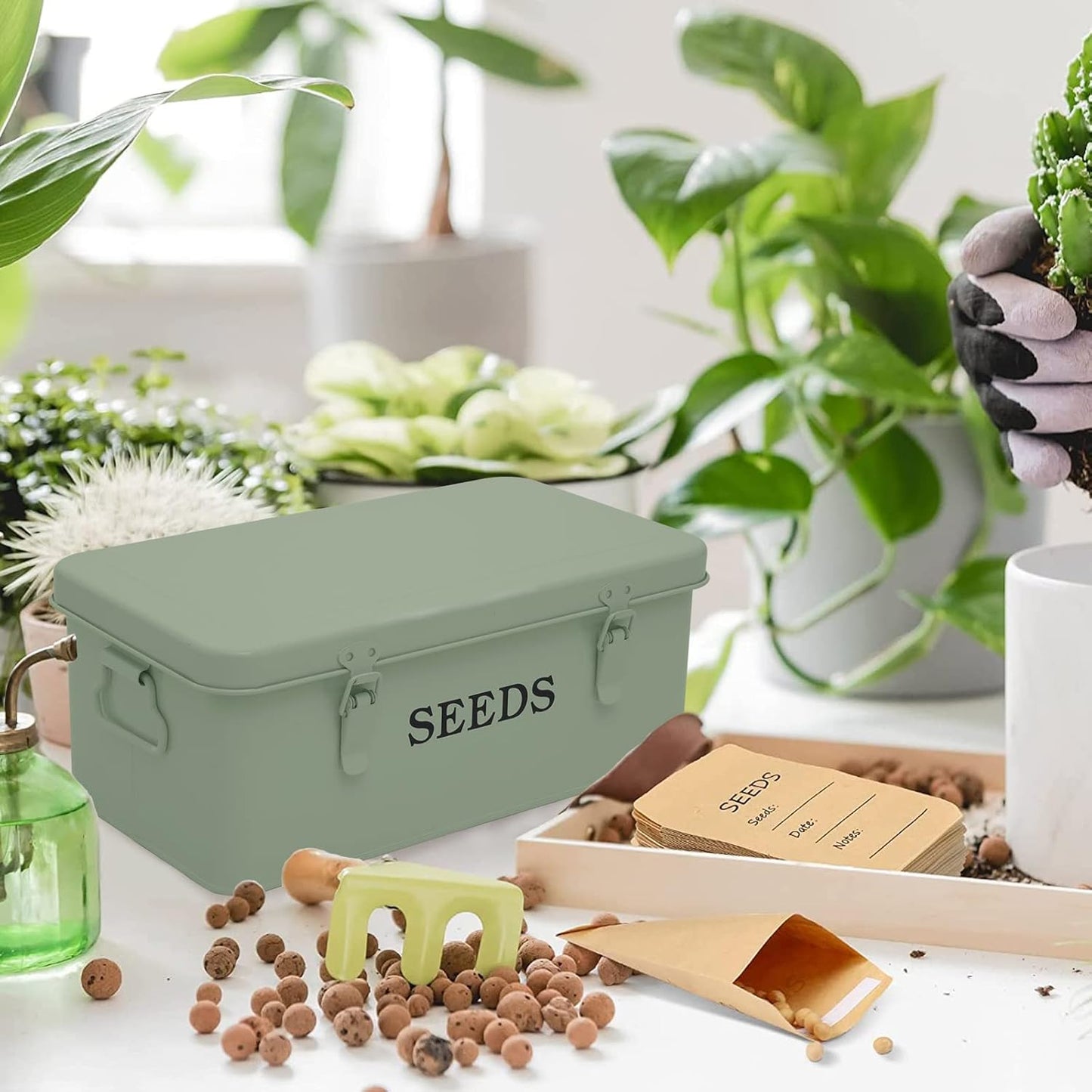 Seed Saving Box, Metal Seed Bin, Seed Storage Organizer Box, Seed Pack