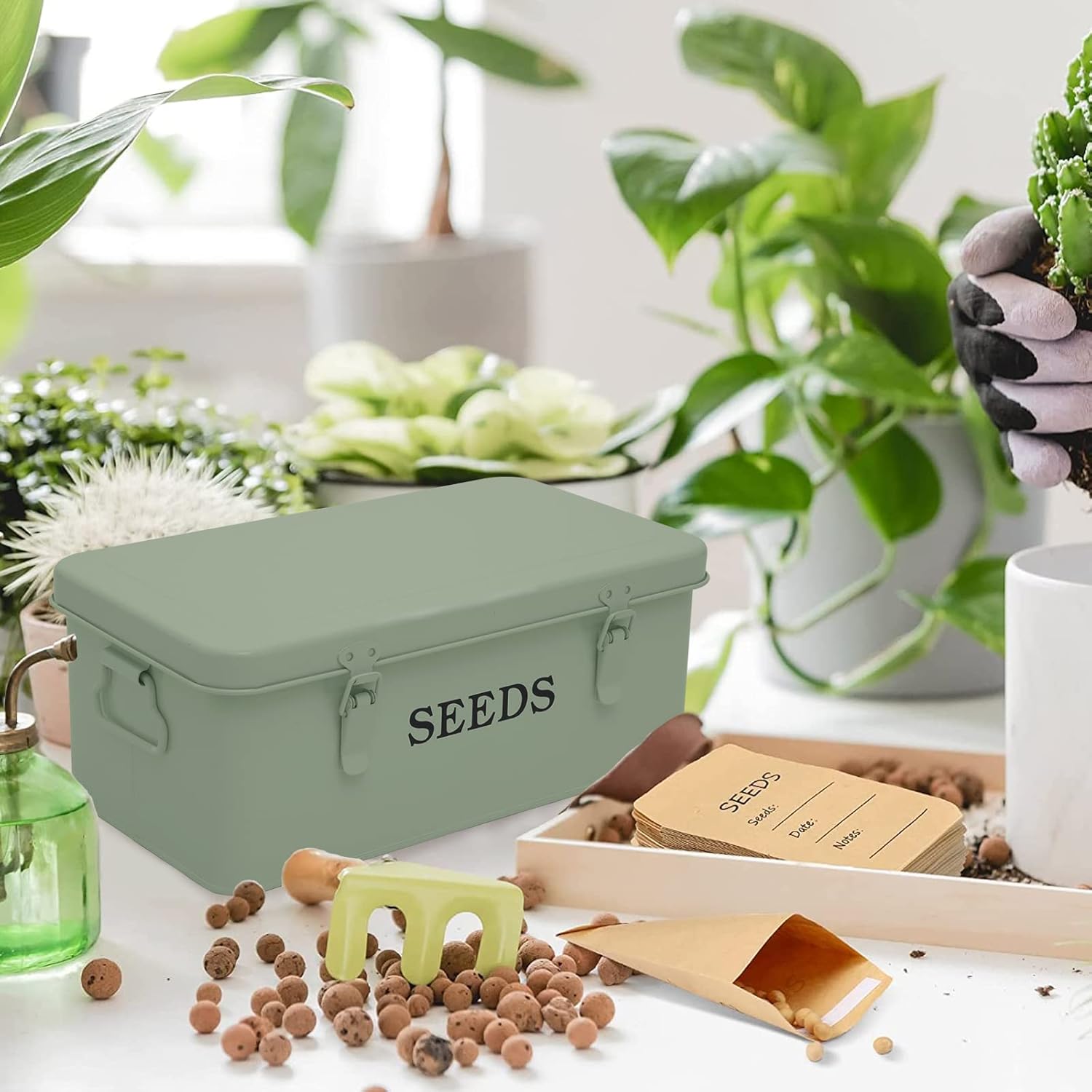 Seed Saving Box, Metal Seed Bin, Seed Storage Organizer Box, Seed Pack