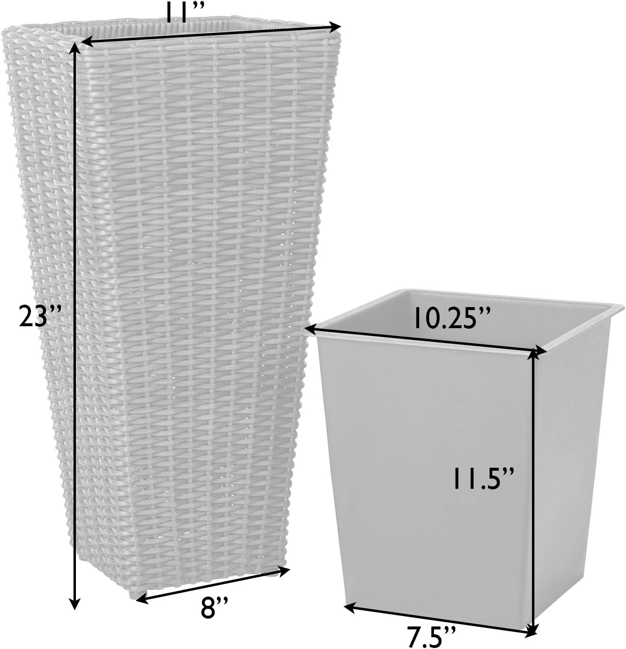 Balkene Home 62501 Alto Wicker All-Weather Planter Set with Liners Tal