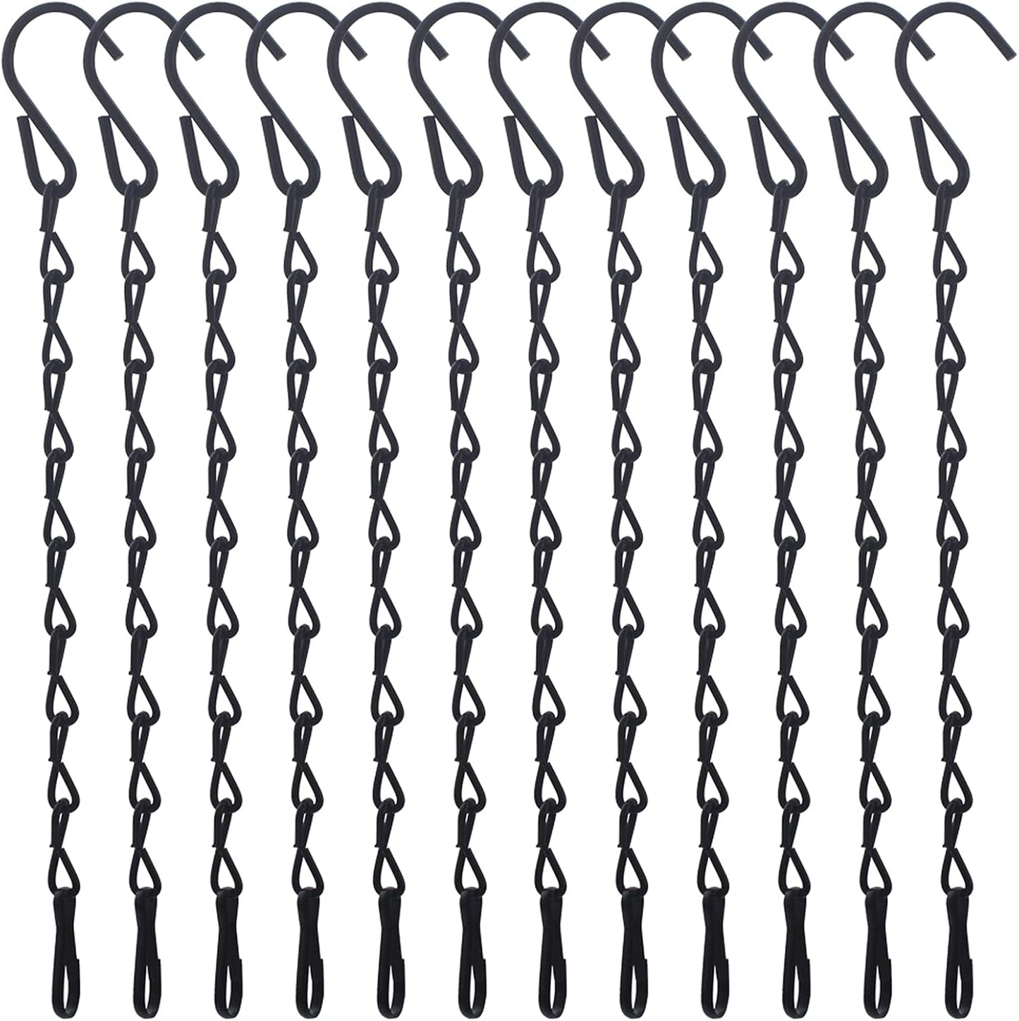 Black Hanging Chains for Bird Feeders, Lanterns, Planters and Decorative Ornaments, 12 Pack, 10-Inches