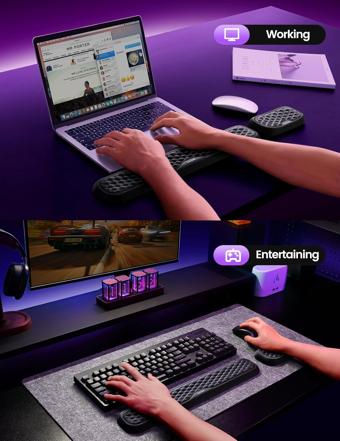 Vaydeer Wrist Rest for Keyboard and Mouse, Computer Ergonomic Wrist Su