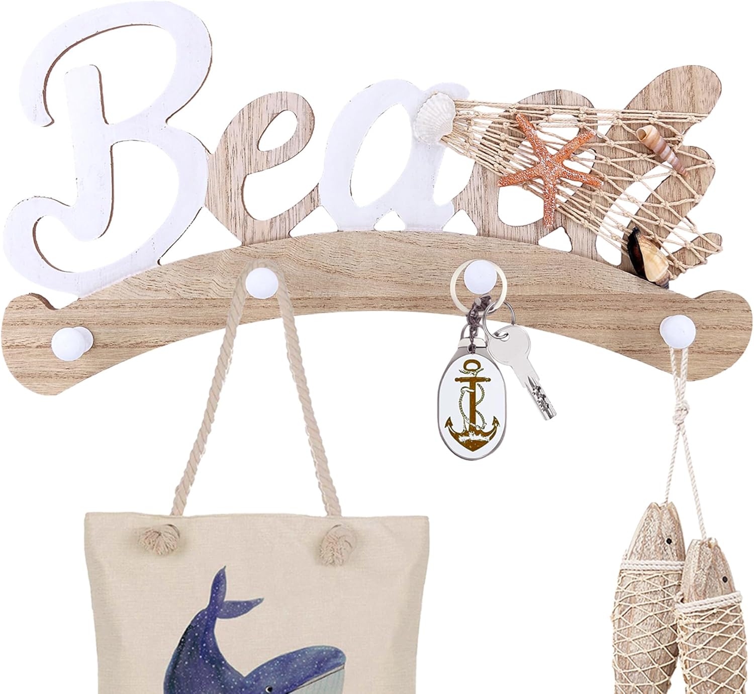 16" Beach Nautical Coat Hook Bathroom Wall Hook Rack Towel Hanger Hang