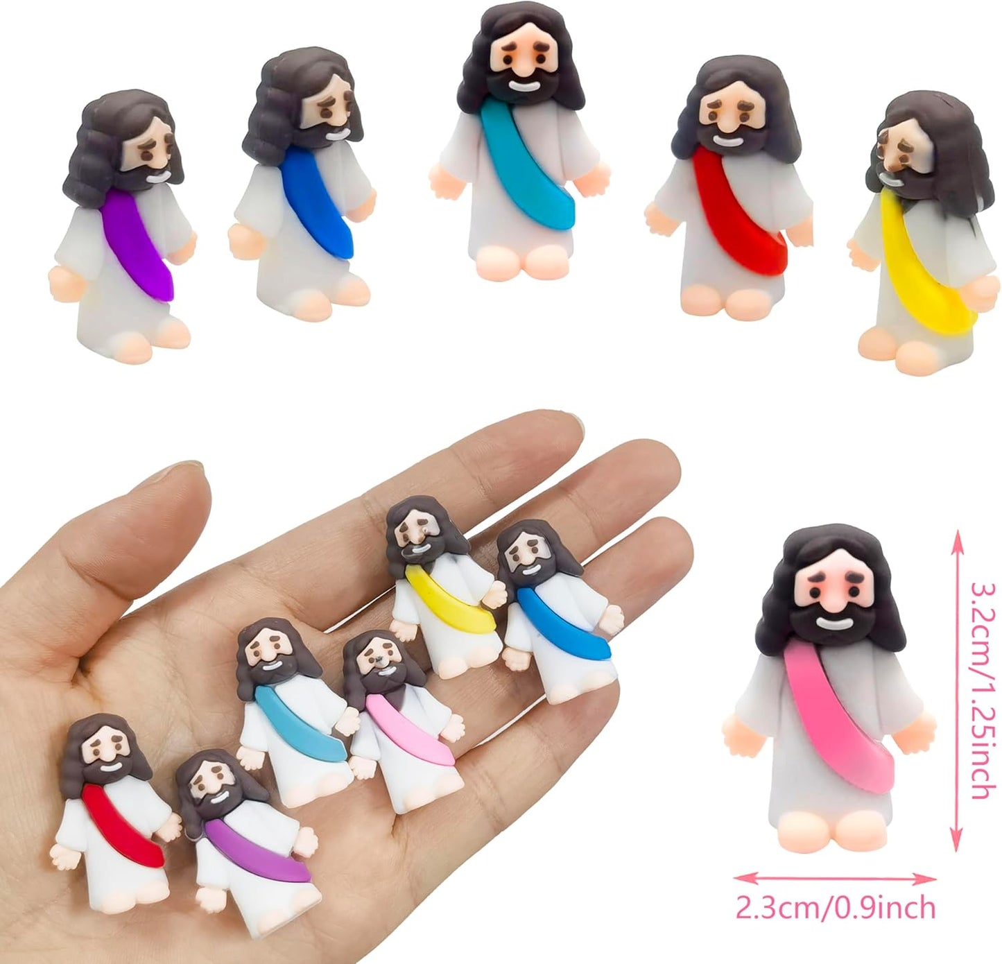 24 Pcs Prefilled Easter Eggs with Mini Jesus Figurines Resin Toys Great for Kids Girls Boys Toddlers Easter Egg Hunt Fillers Easter Basket Stuffers Party Favors Gifts