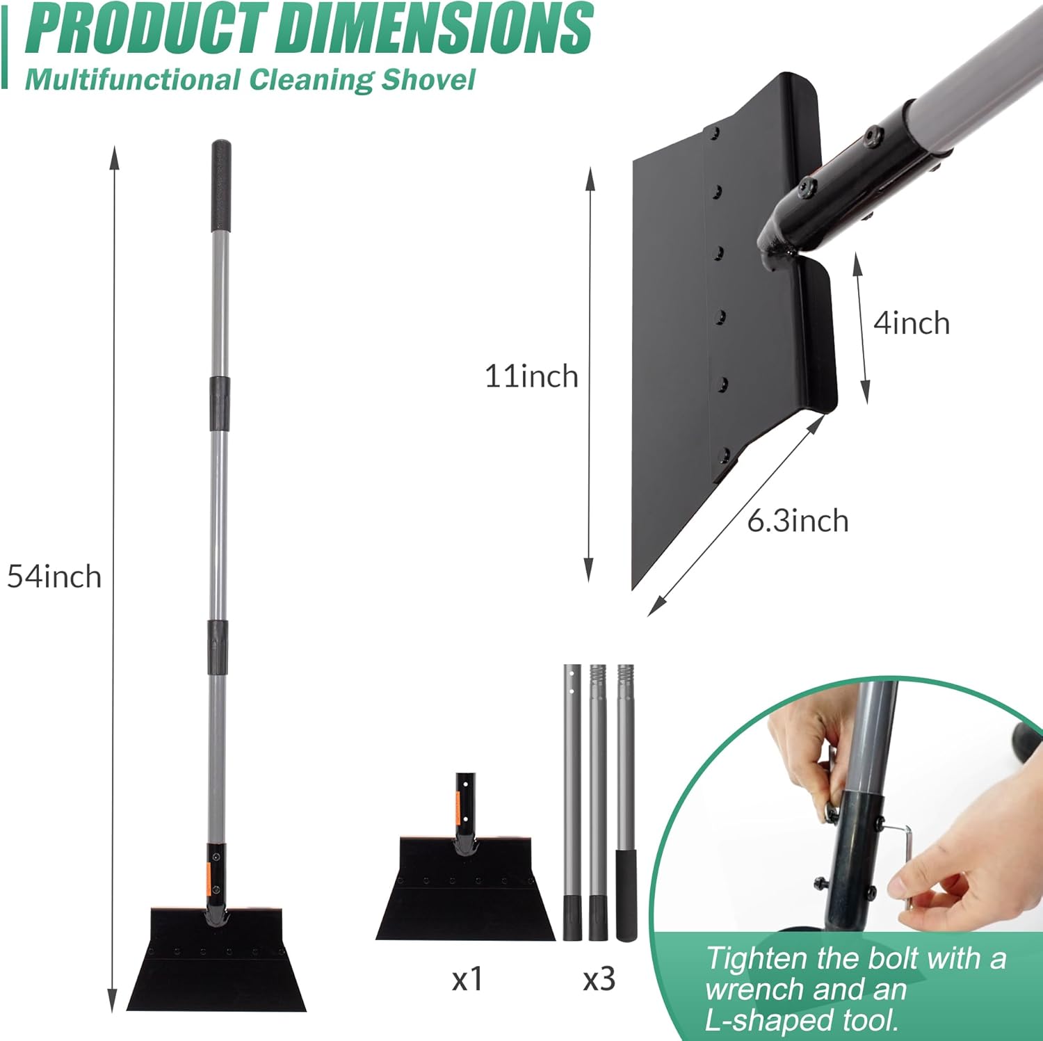 Suchtale Garden Flat Shovel,Floor Scraper, Heavy Duty Multifunctional 