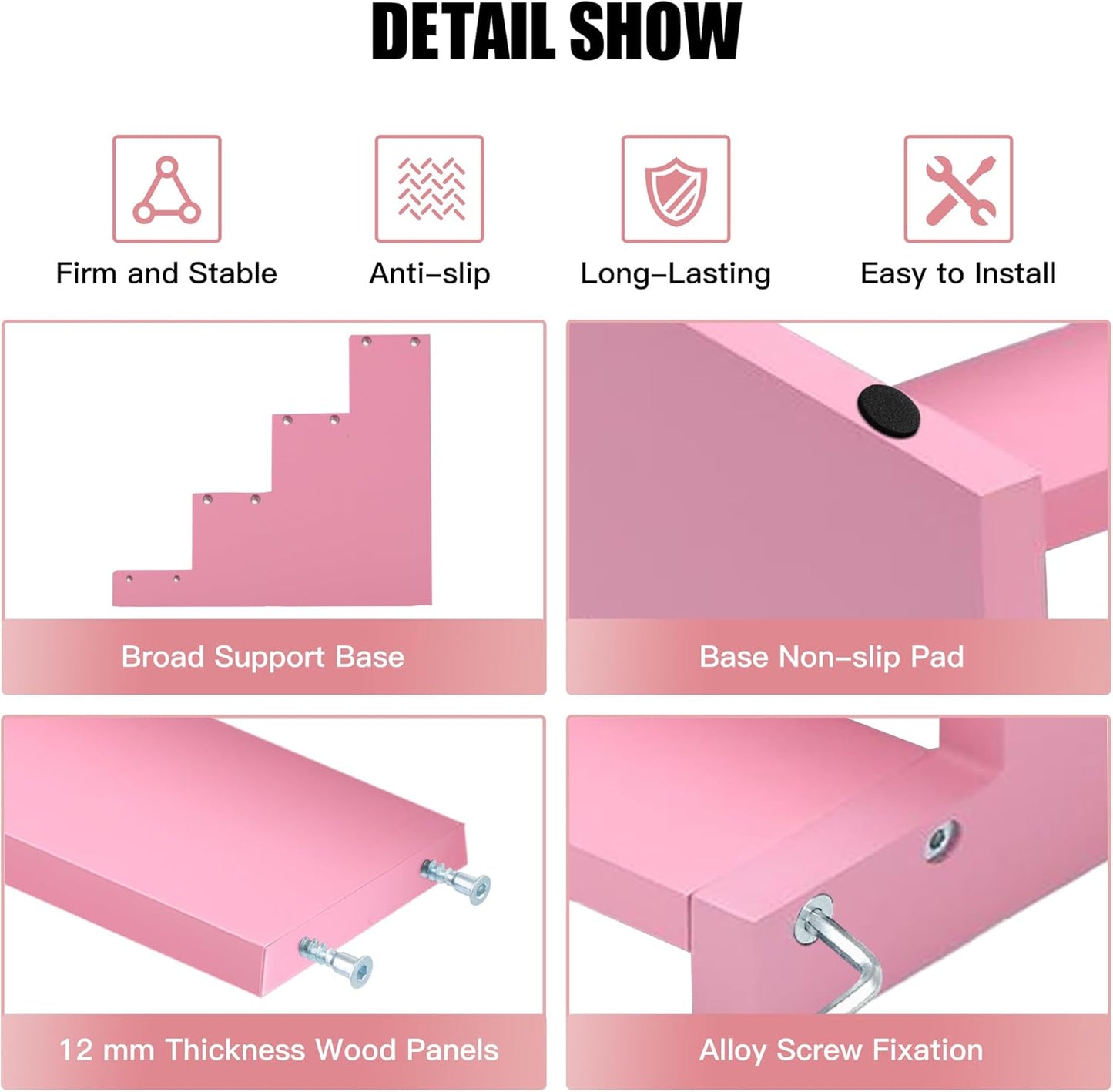 Wooden Perfume Stand for Women 4 Tier Pink Perfume Organizer Stand Perfume Display Shelf & Holder for Women’s Dresser & Vanity Desktop Rack for Fragrance Figures Dessert Cupcakes Decoration