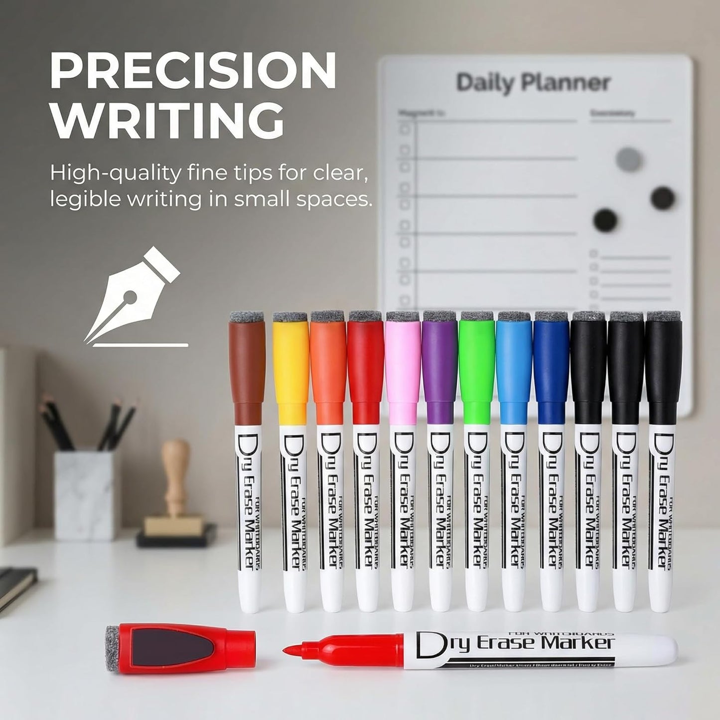 Volcanics Magnetic Dry Wipe Pens Dry Erase Markers With Eraser Cap Low