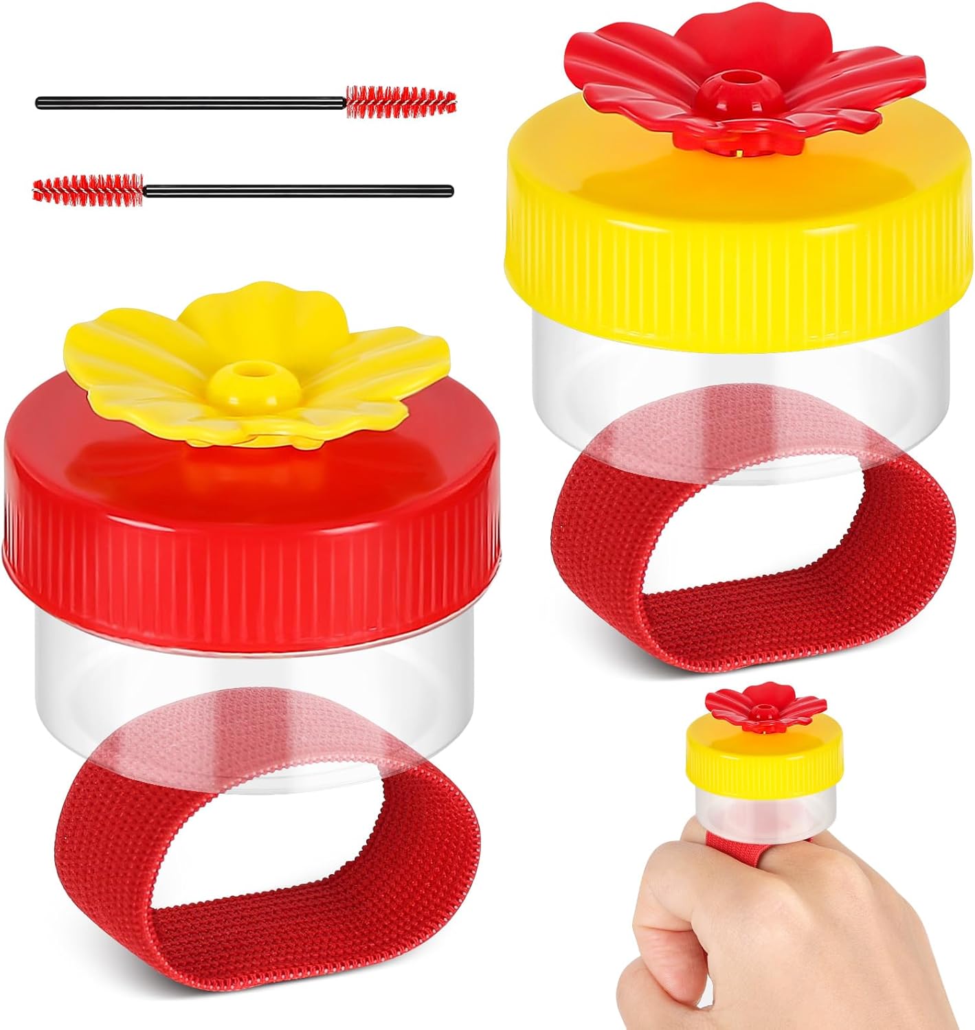 Hummingbird Ring Feeders, 2 Pcs Hand Held Hummingbird Feeders with Cleaning Brush, Hand Feed Bird Feeder for Window Outdoors