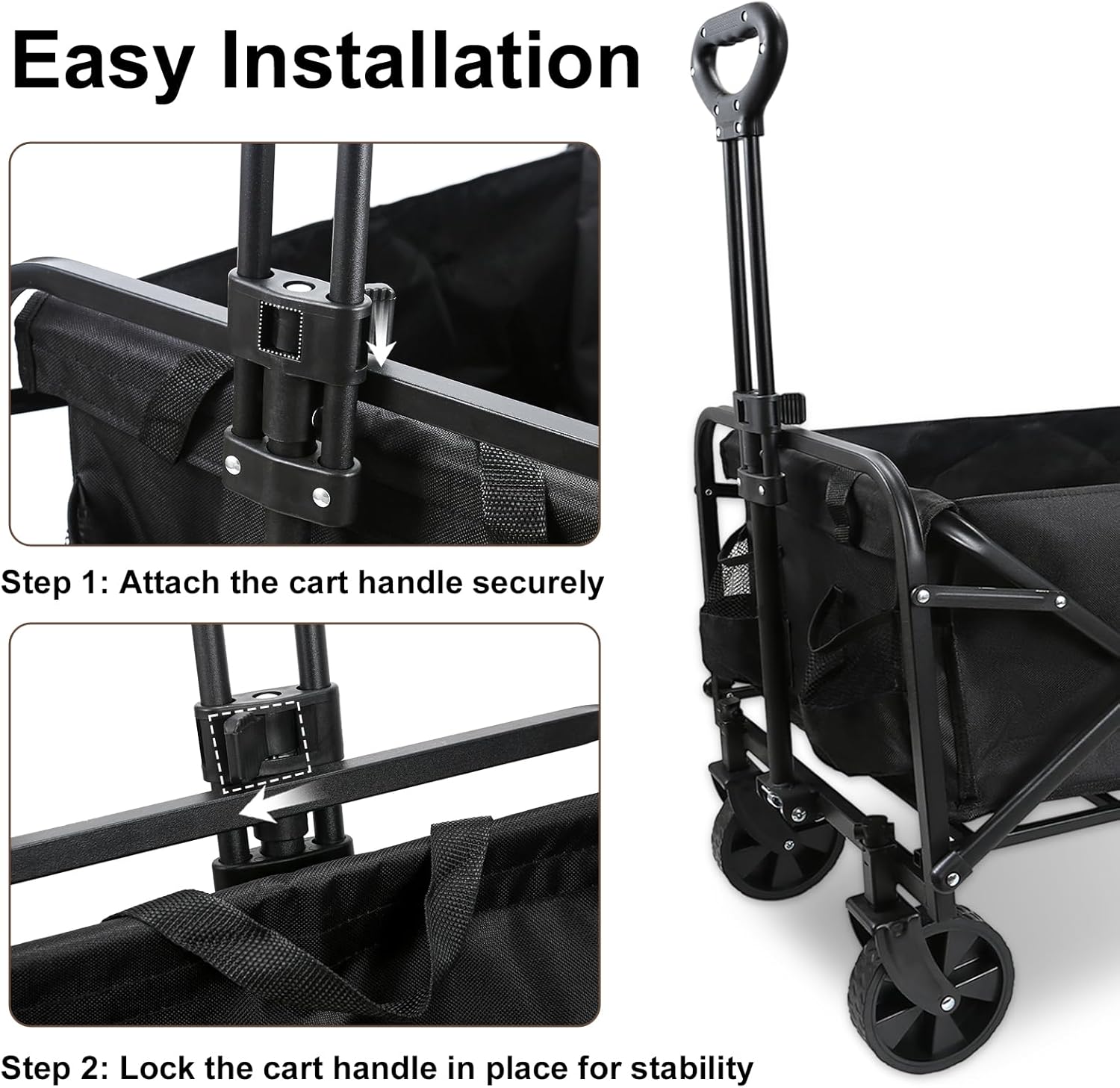 Heavy-Duty Collapsible Wagon Cart with Wheels, Lightweight Foldable Ut