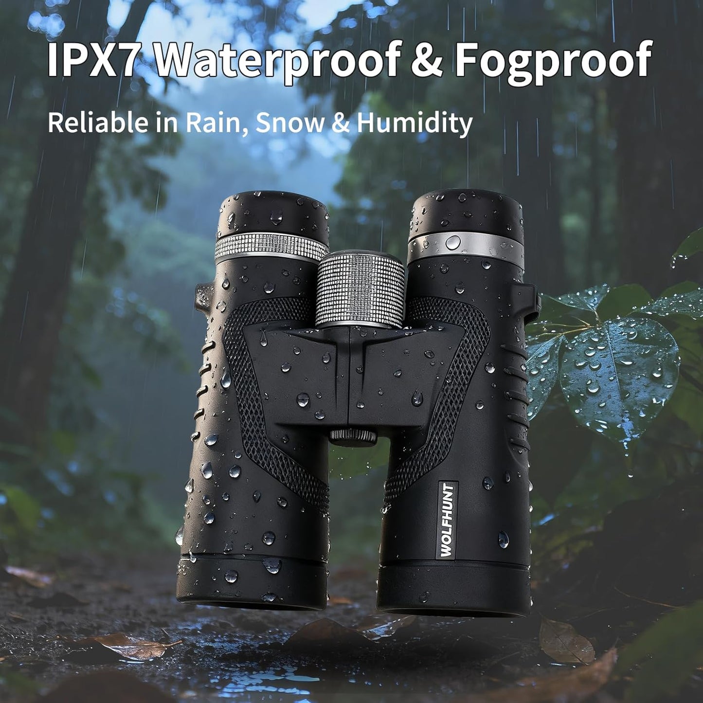 WOLFHUNT 12x42 / 10x42 Optics Binoculars, BAK-4 Prism FMC Lens, High Power Bino IPX7 Waterproof, Nitrogen-Filled Fogproof Binoculars for Bird Watching, Hunting, Travel