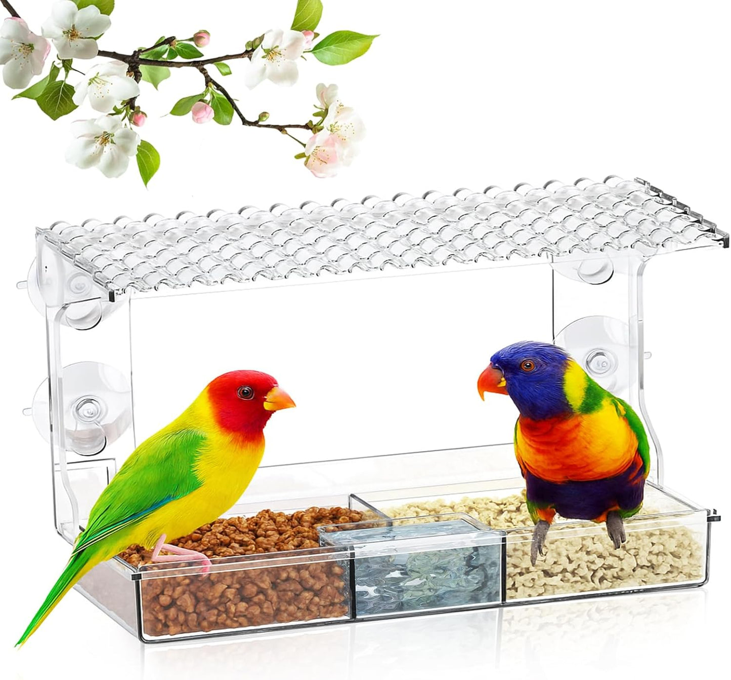 Clear Window Bird Feeder Sturdy Acrylic Feeders for Outdoors Viewing Wild Birds with Strong Suction Cups Watching Gift Outdoor Birdhouse Box Garden Decor