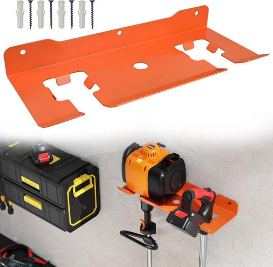 ULIBERMAGNET Garage Storage Organizer Trimmer Rack,2 Slot Orange Utility Storage Rack for Grass Trimmer,Hedge Trimmer,Garage Trimmer,Wall Mount Heavy Duty Weed Trimmer, Garden Tool
