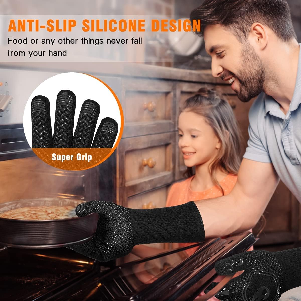 HAMITOR BBQ Grill Gloves : 1472℉ High Temp Resistance Fireproof Glove 