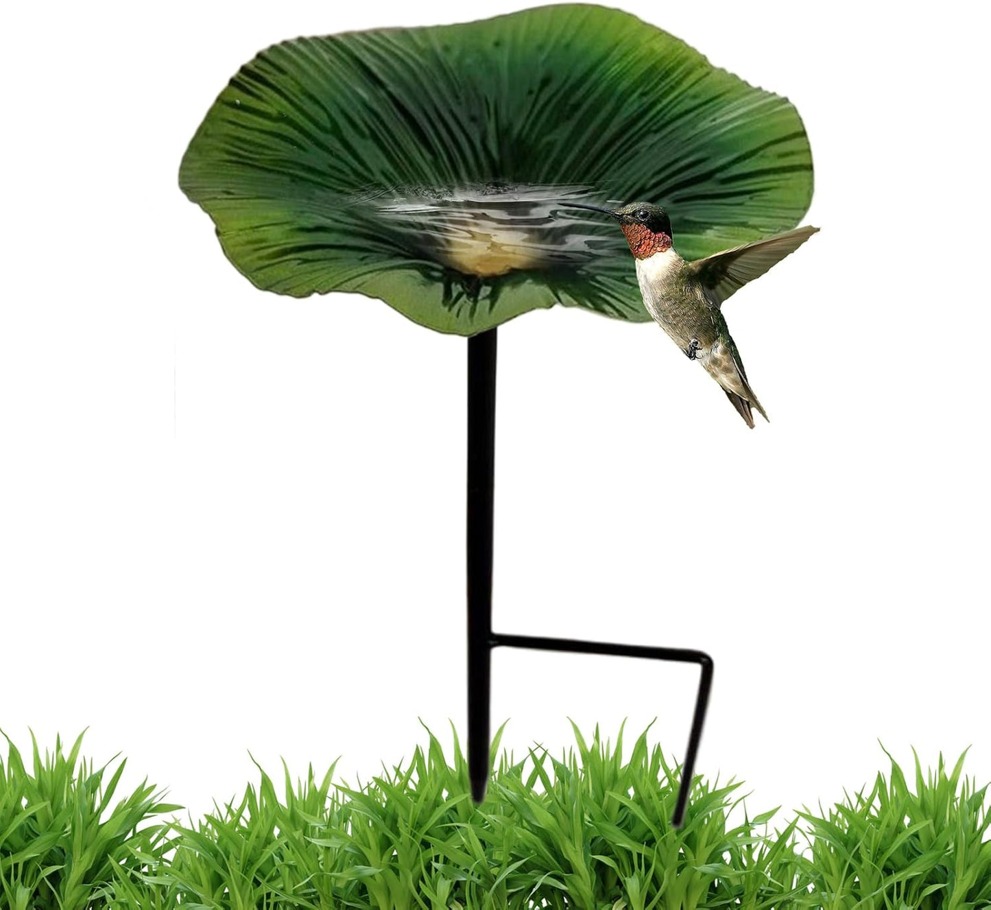 Outdoor Bird Bath - Decorative Feeder | Flower Design Water Station with Metal Stake for Hummingbirds Yard Garden Patio Backyard Wildlife Attraction Elegant Functional Outdoor Decor