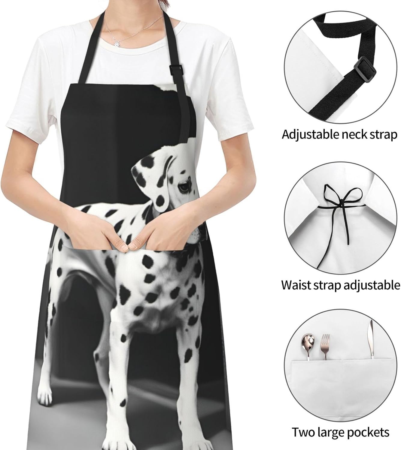 Dalmatian 1 print Waterproof chef's apron with pocket apron for kitchen cooking baking barbecue and gardening