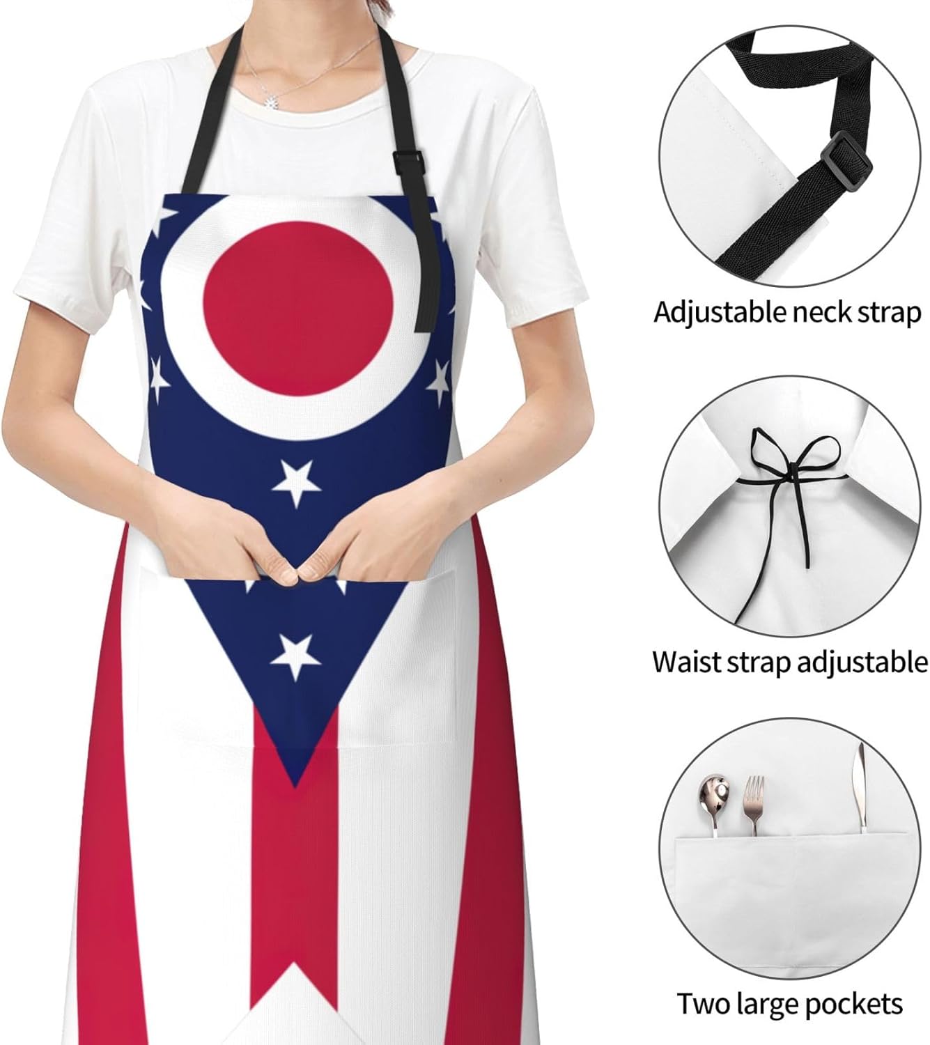 Ohio State Flag print Waterproof chef's apron with pocket apron for ki