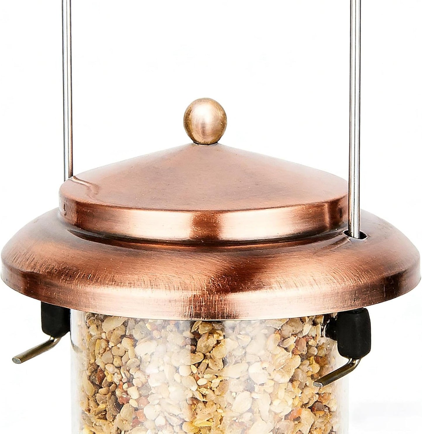 Metal Bird Feeder, Sturdy Copper Feeding Tool, Anti Squirrel with Secure Lid, Heavy Duty Weather Resistant Feeders Tool, Outdoor Feeder with Vintage Style, Animal Feeding Tools for Balcony Use