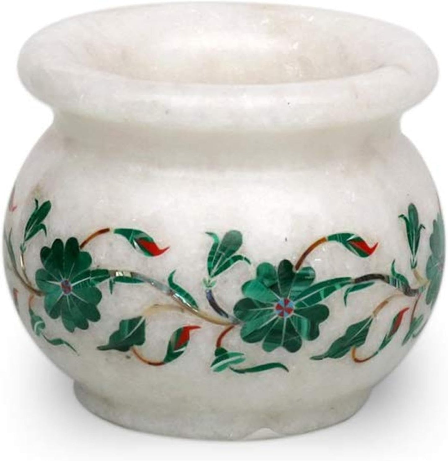 Giftable Flower Vase I Marble Table Decor Vase I Malachite Stone Outdoor Pot I 4 Inches Marble Nursery Decor Vase I Dining Table Decor Plant Pot I Birthday Gift Plant Stand