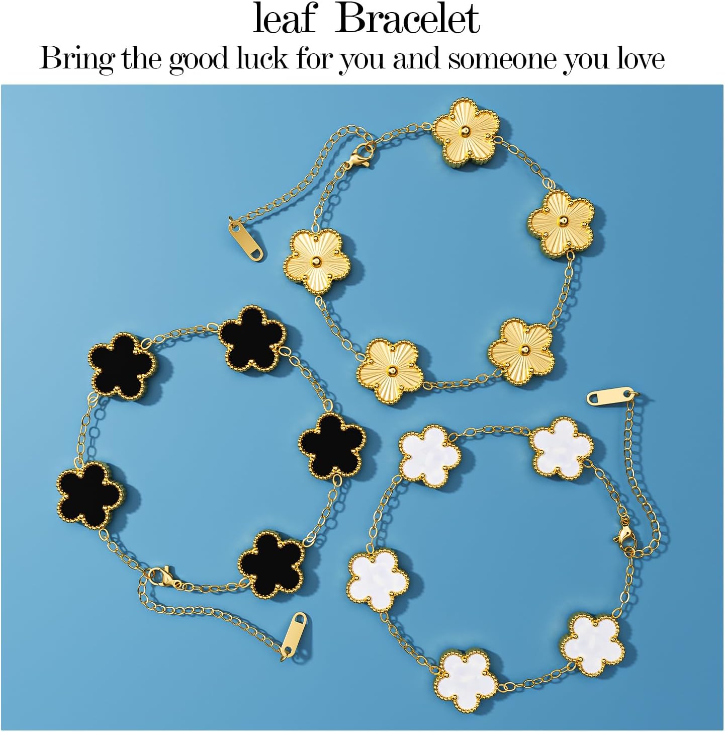 AICase 18K Gold Plated Clover Bracelet Dupes Gold/White/Black Bracelet