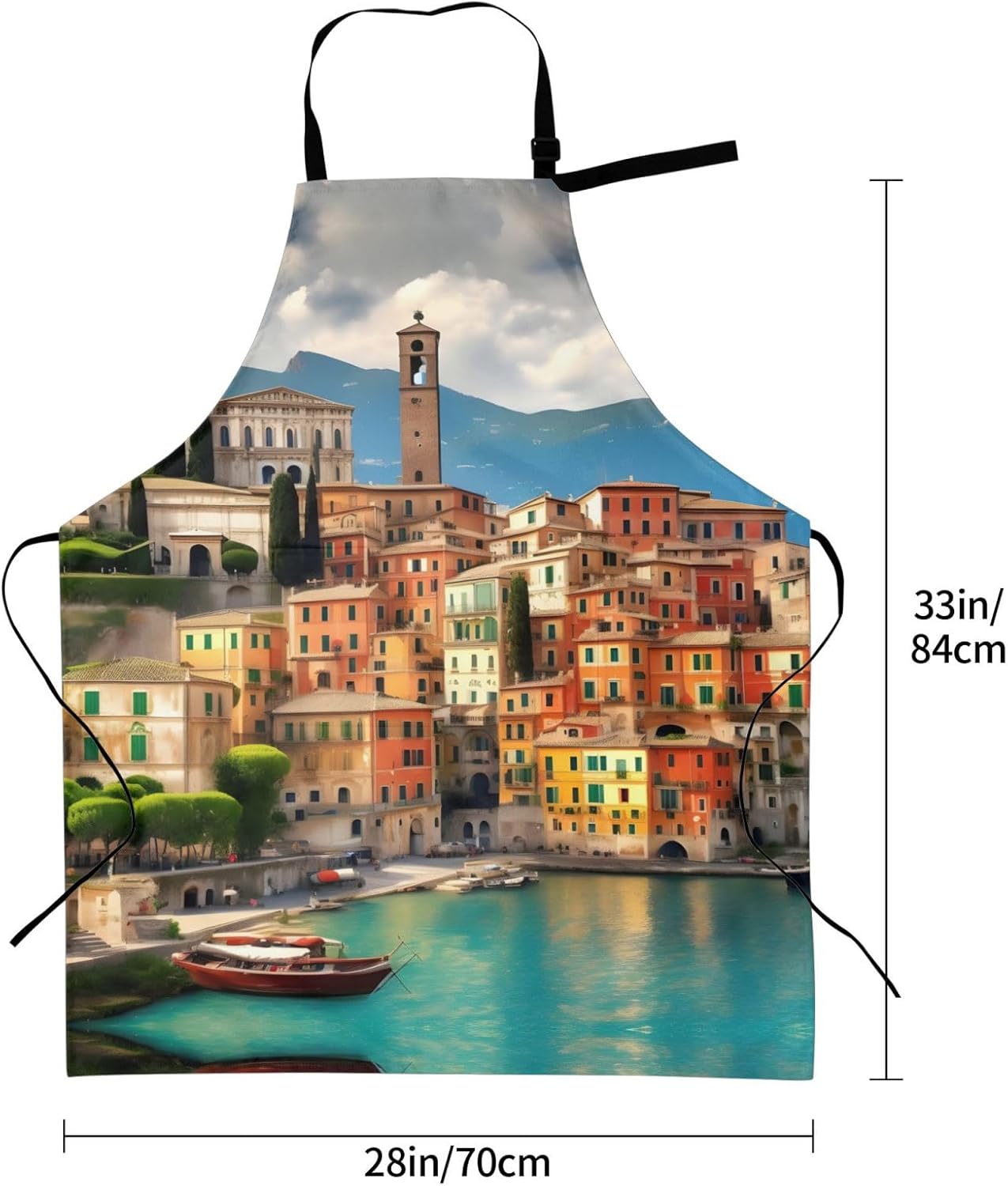 beautiful Italy print Waterproof apron with pocket adjustable cooking apron for adult kitchen bibs to bake
