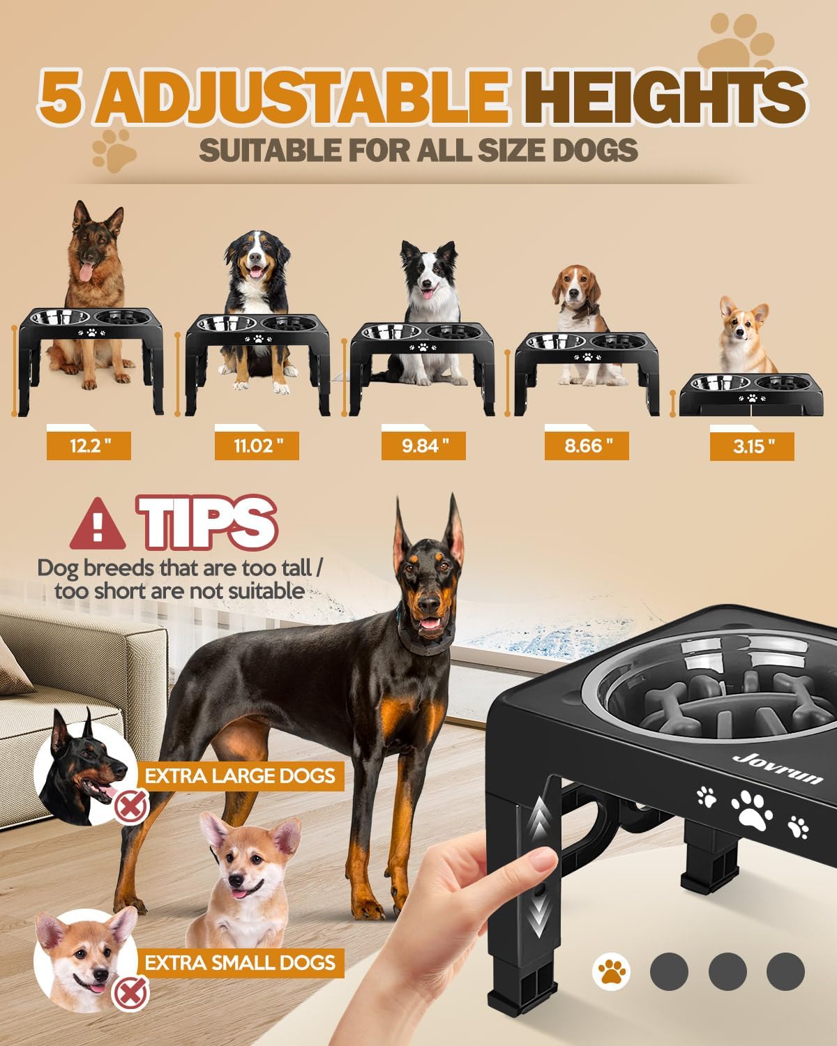 Elevated Dog Bowls for Medium Size Dogs, Non-Slip Dog Feeder with 1*St
