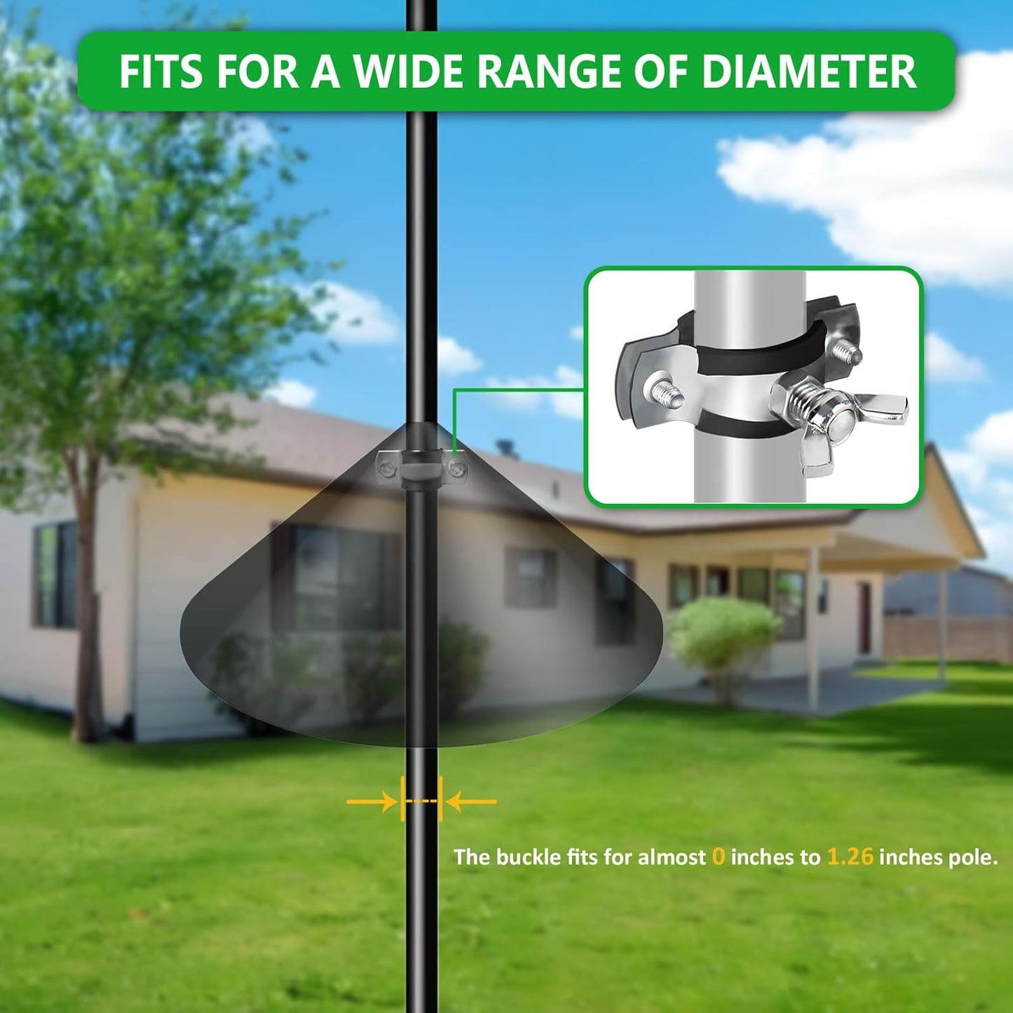 Metal Squirrel Baffle Bracket for Bird Feeder Pole, Heavy Duty Squirrel Baffle Buckle Stopper Support Holder for Bird Feeder Poles and Shepherds Hooks, 3 Pack