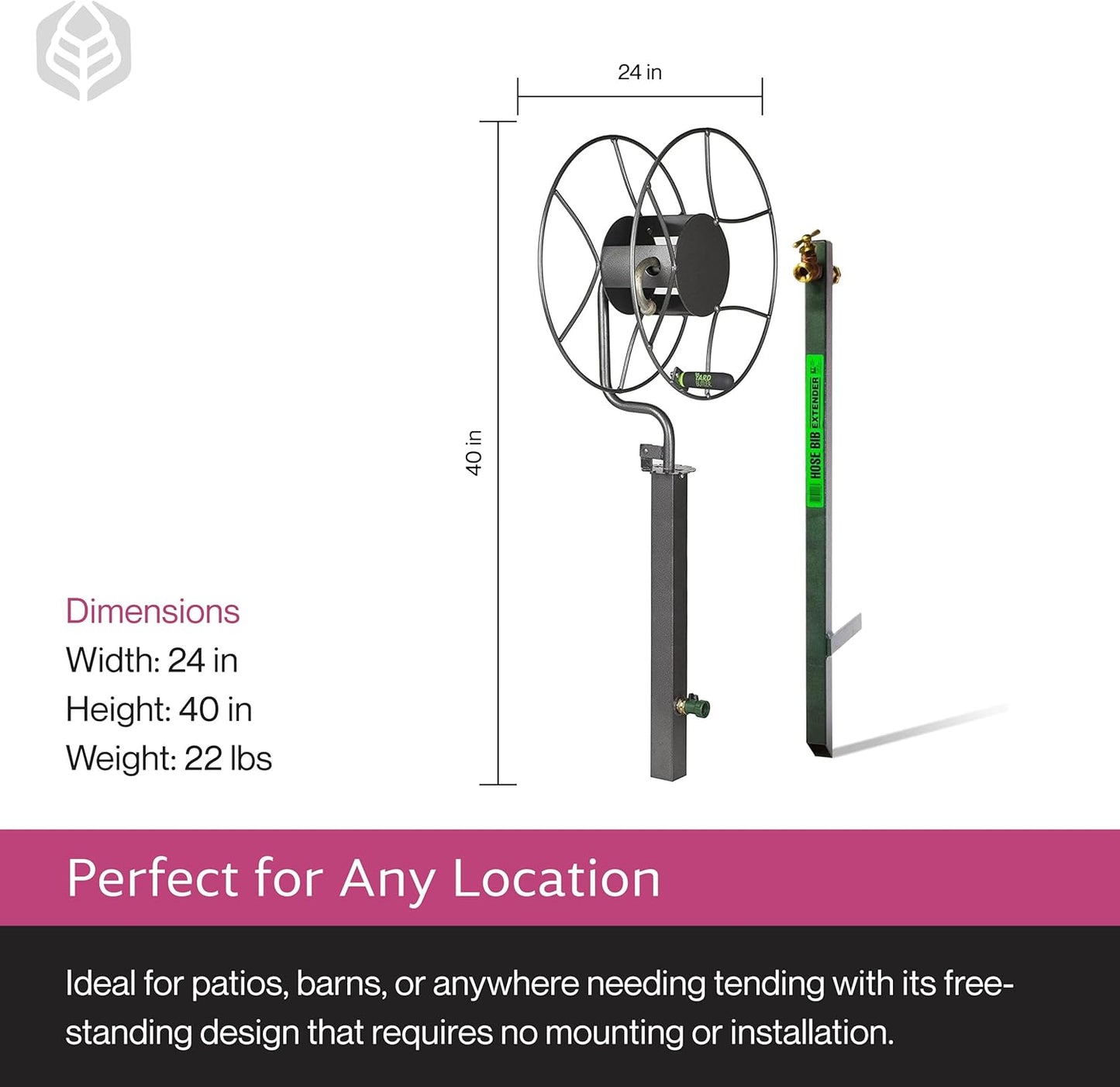 Yard Butler Free Standing Swivel Hose Reel - Water Hose Caddy For Yard or Garden - Outdoor Garden Hose Accessories, Water Hose Reel Rotate 360 Degree, Freestanding Metal Outdoor Water Pipe Stand