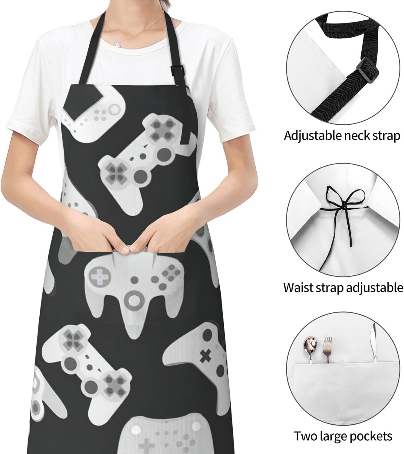 Game Controller Print Laundry apron 28x33 In Waterproof Kitchen Apron 