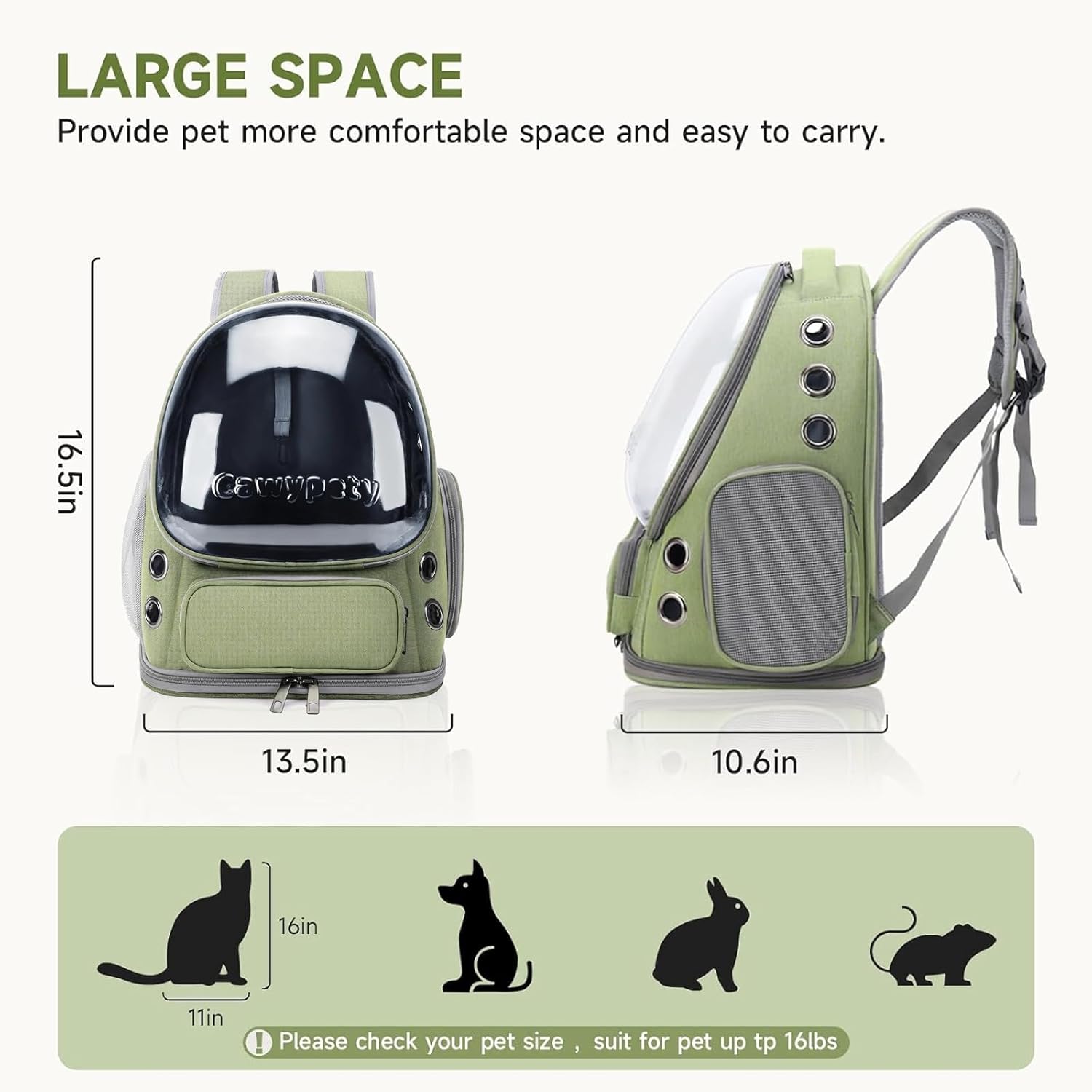 Cat Backpack Carrier, Breathable Cat Carrier Large Space Bubble Pet Ba