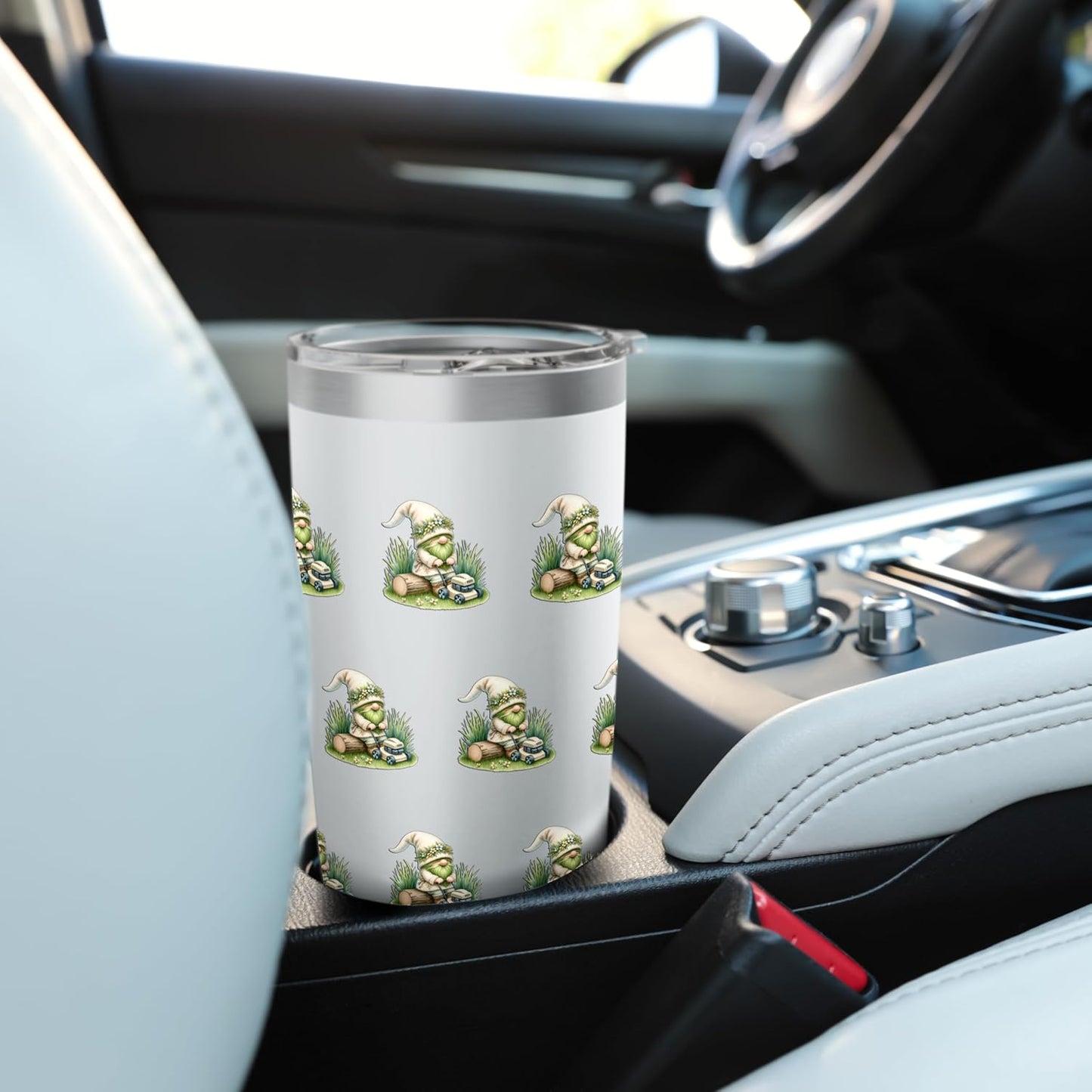 Green Spring Gnome Grandpa For Lawn Mower And Lawn Care Dad Stainless Steel Insulated Tumbler